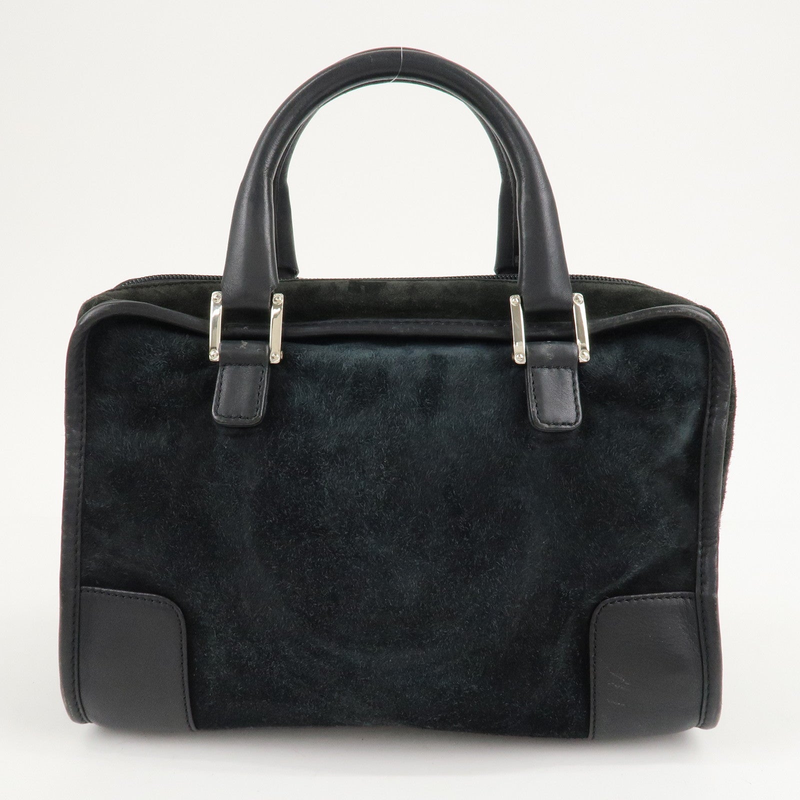 LOEWE Suede Amazona 26 Hand Bag Black Used