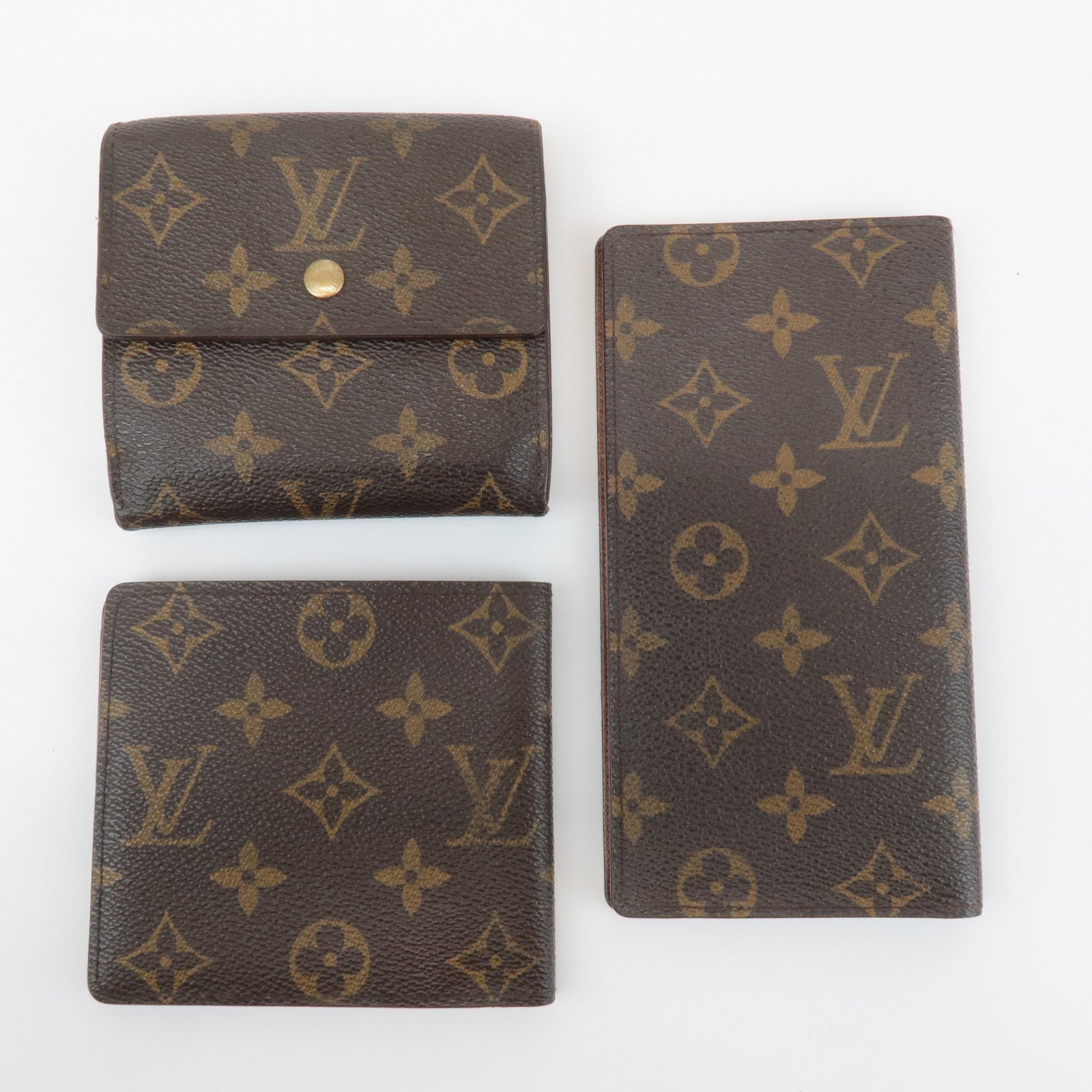 Louis Vuitton Set of 3 Monogram Wallet Used M61654 M60879 R20008 F/S Used