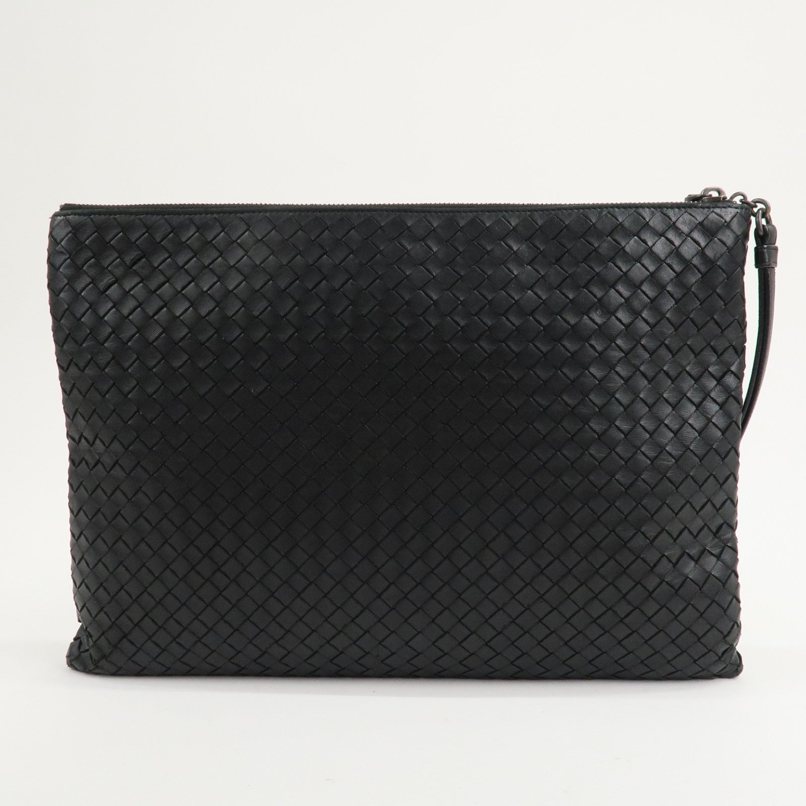 BOTTEGA VENETA Intrecciato Leather Clutch Bag Black