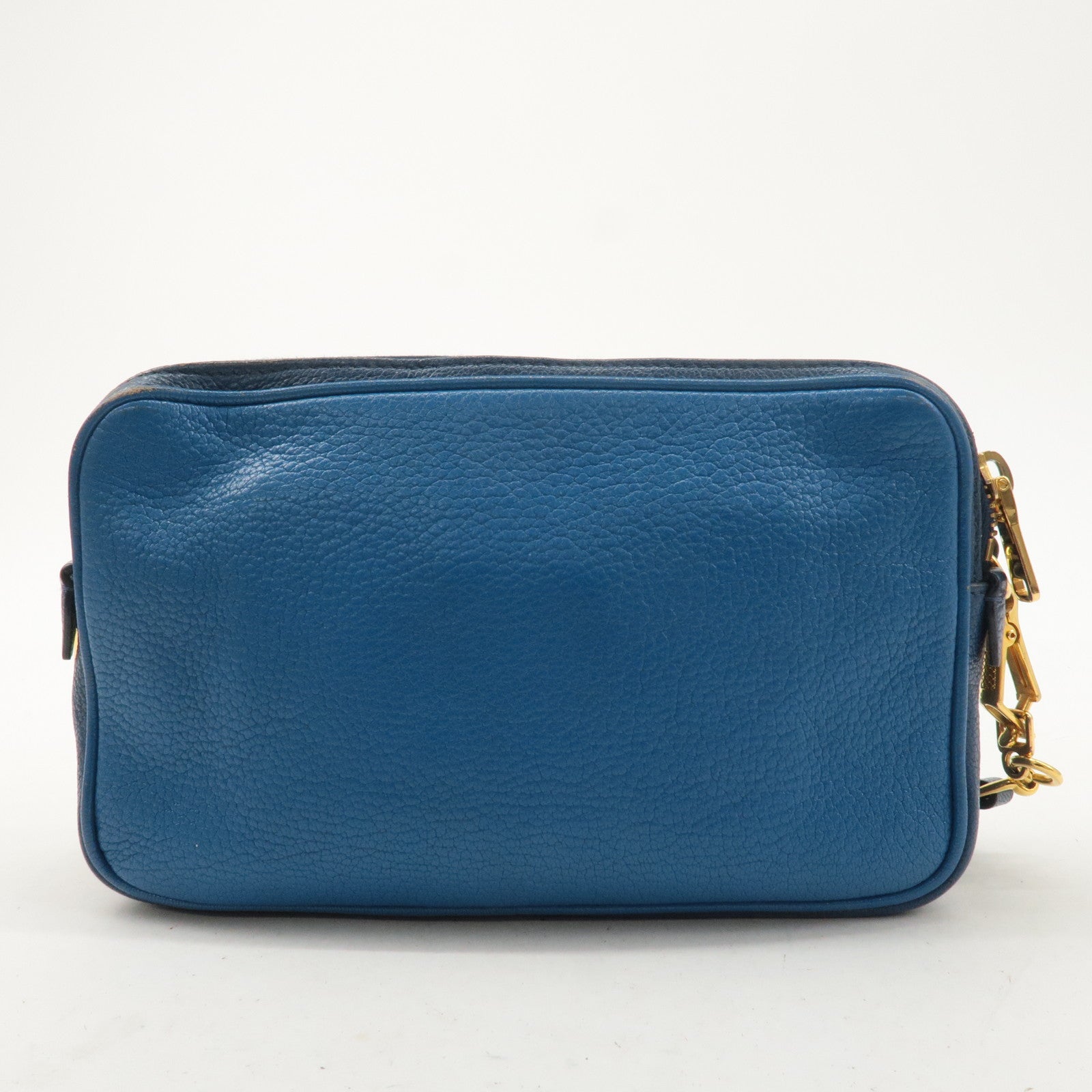 MIU MIU Leather Shoulder Bag Crossbody Bag Blue RT0539