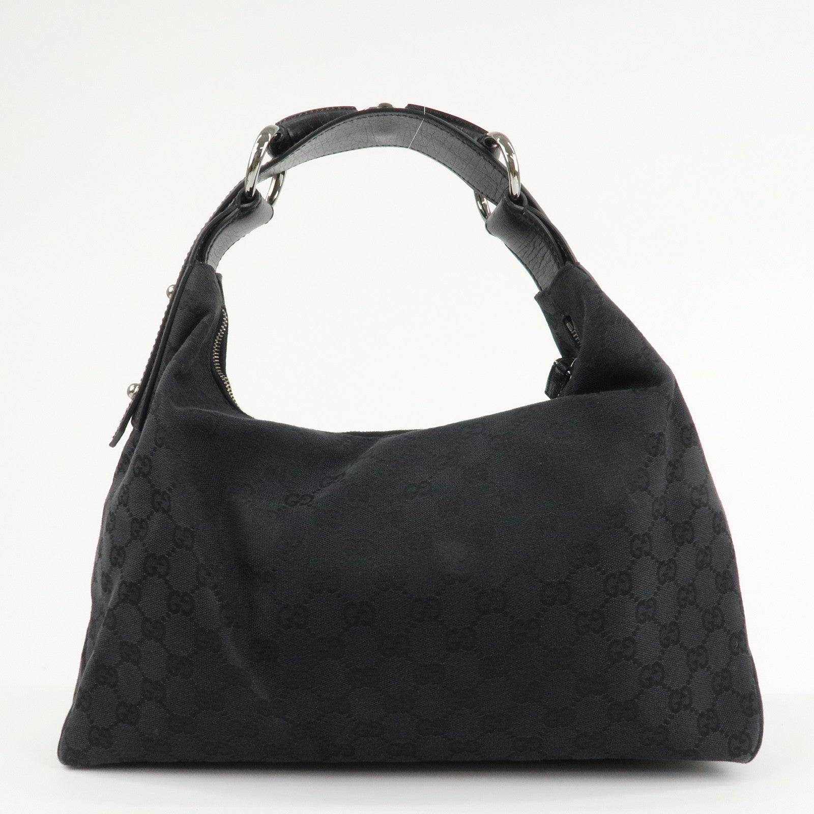 GUCCI Horsebit GG Canvas Leather Shoulder Bag 115867