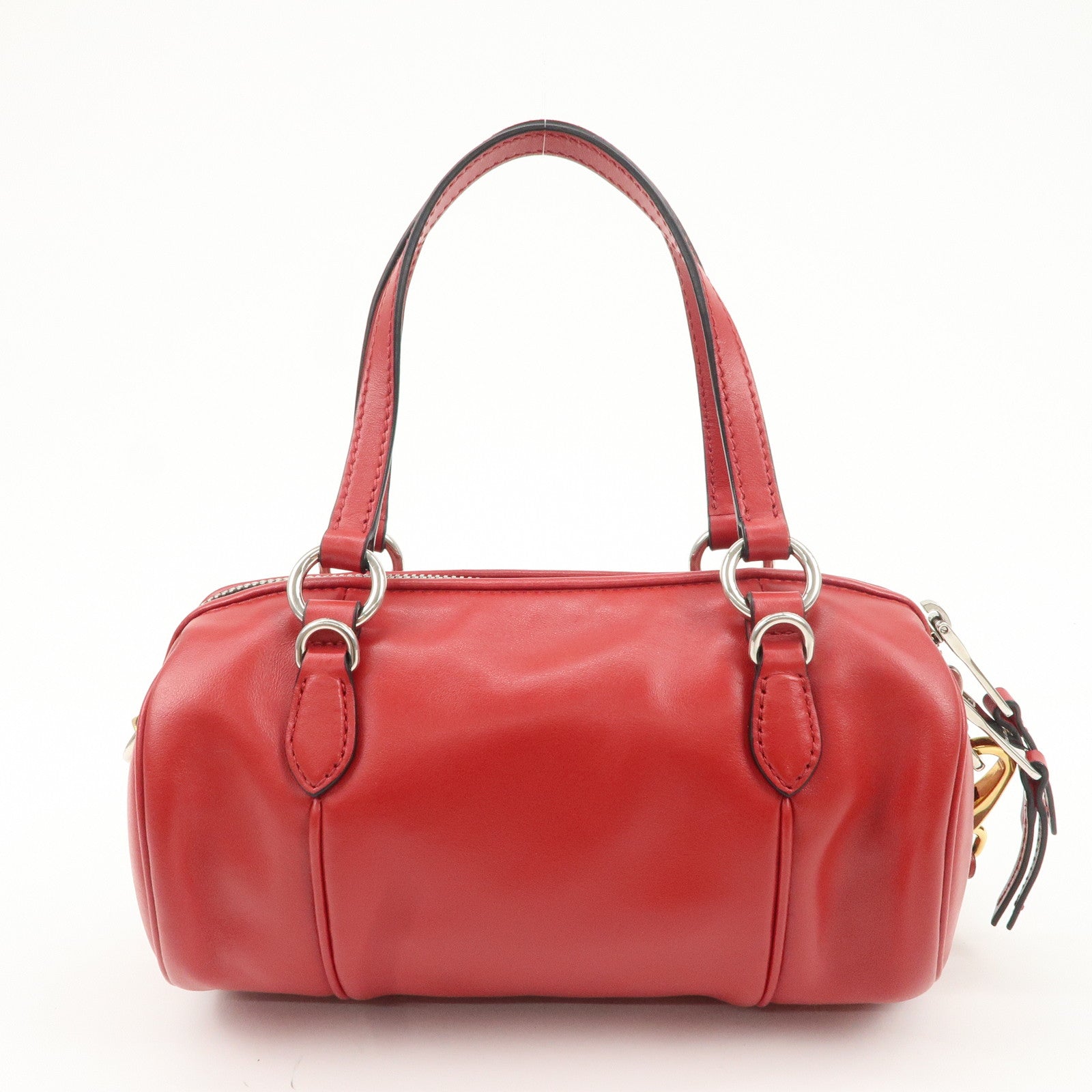 MIU MIU Logo Leather 2Way Shoulder Bag Hand Bag Red 5BH152