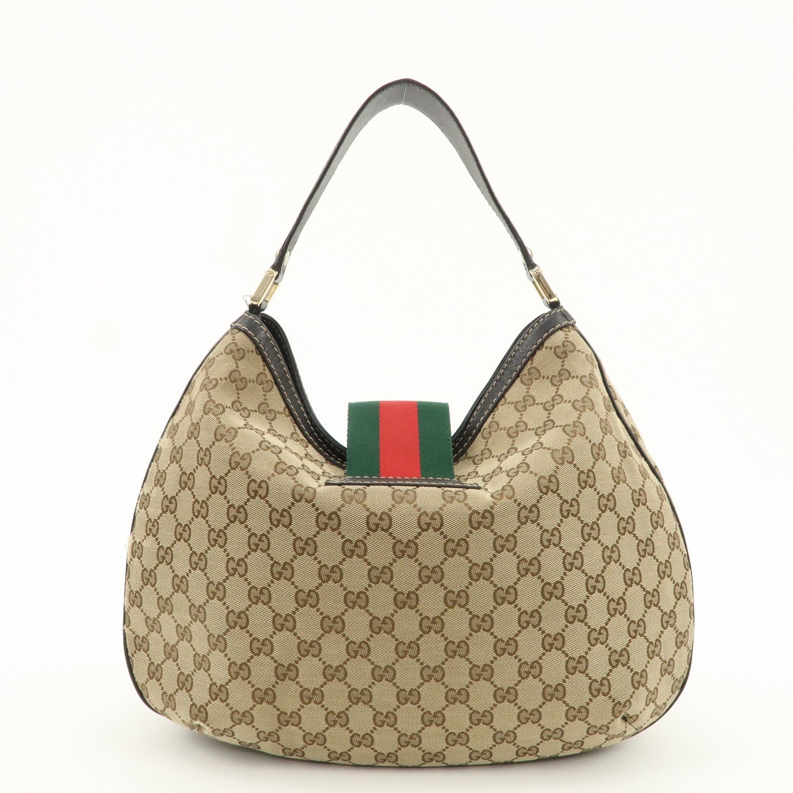 GUCCI Sherry GG Canvas Leather Shoulder Bag Beige Black 233604 Used