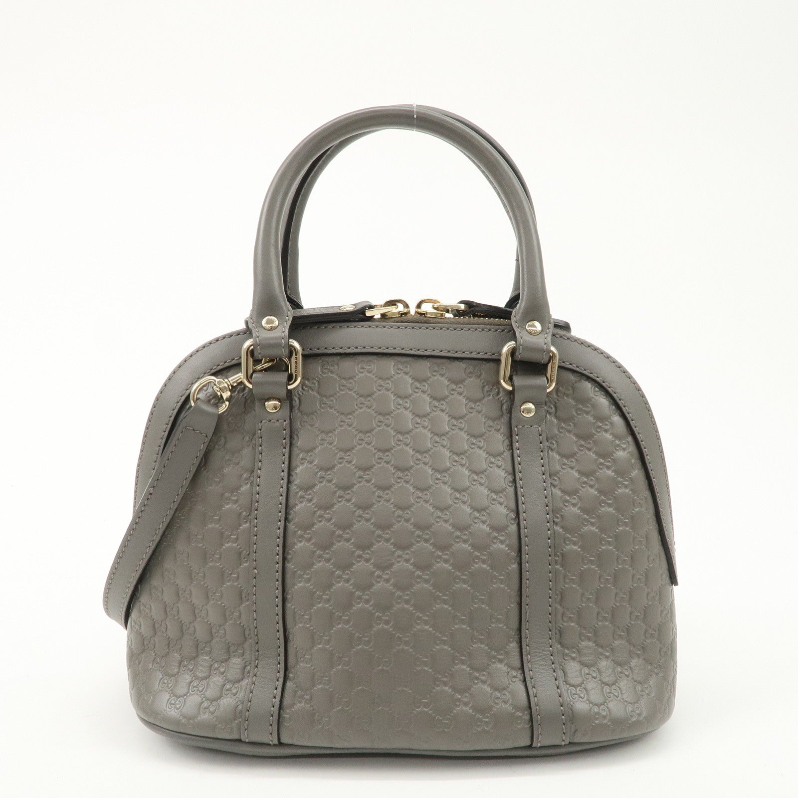 GUCCI Micro Guccissima Leather 2WAY Bag Hand Bag Gray 449654 Used