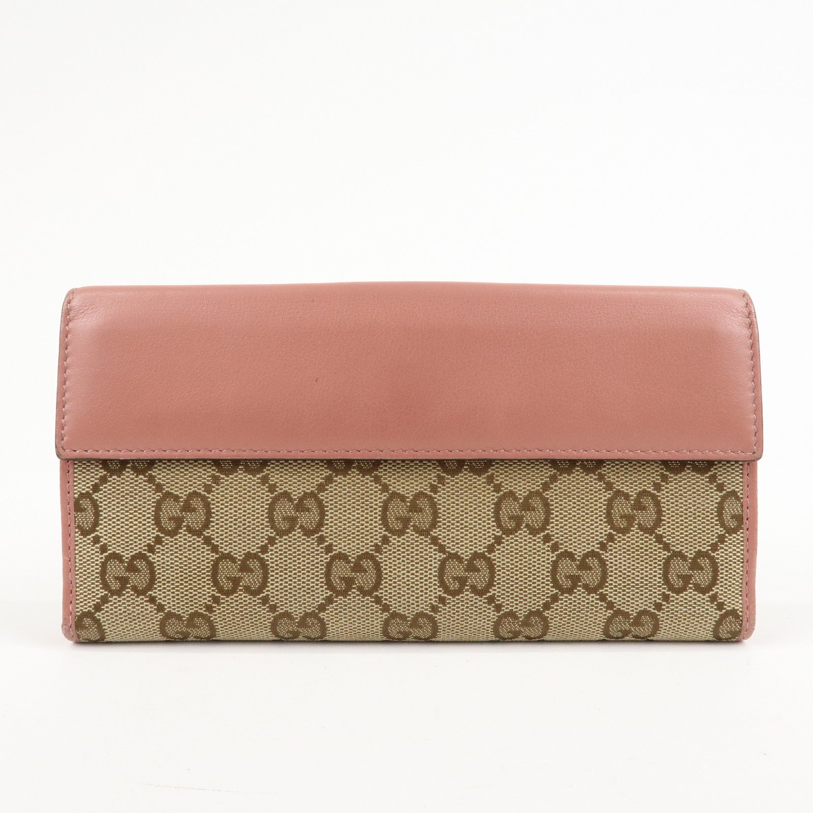 GUCCI Lovely Heart GG Canvas Leather Bifold Long Wallet 203550