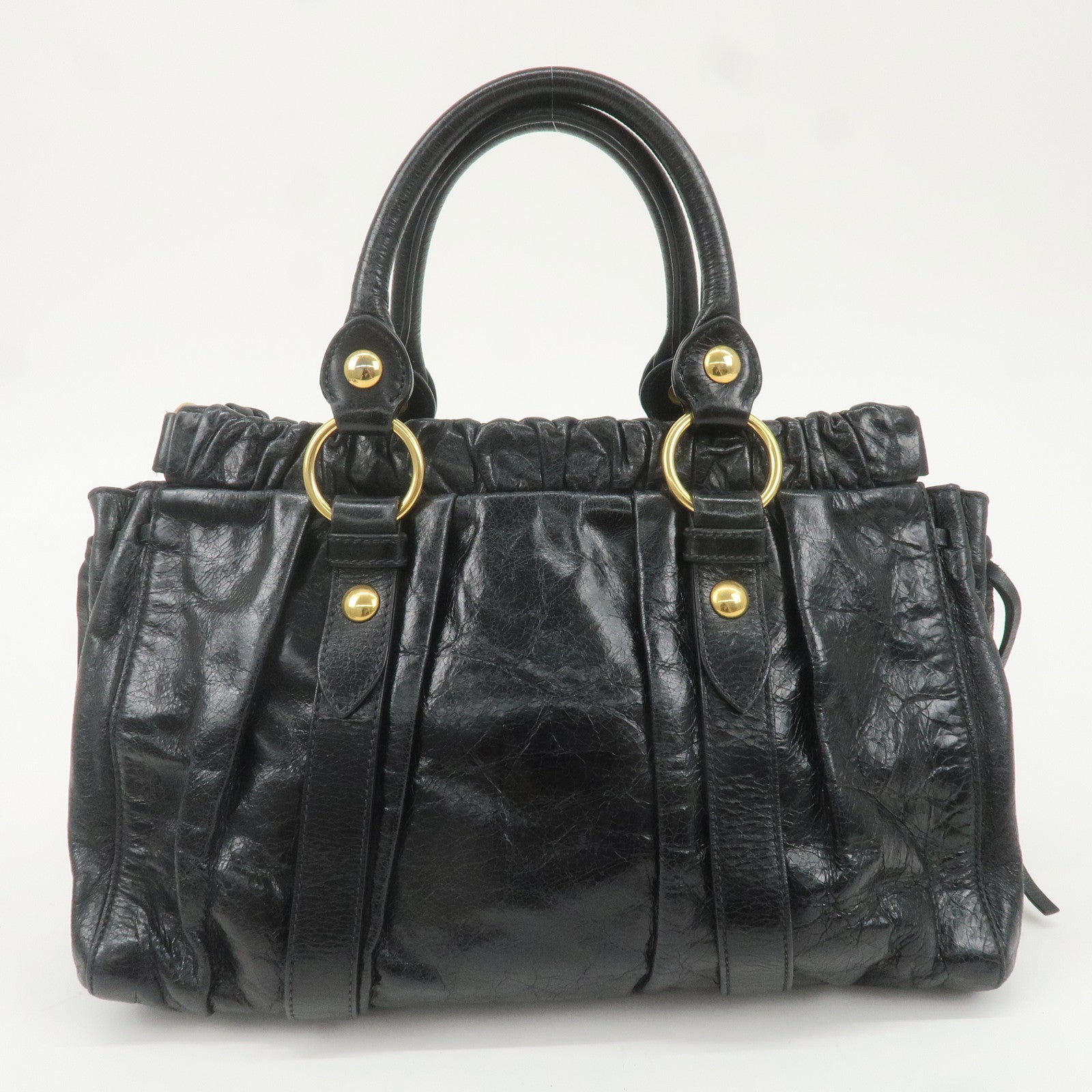 MIU MIU Leather 2WAY Bag Hand Bag Black