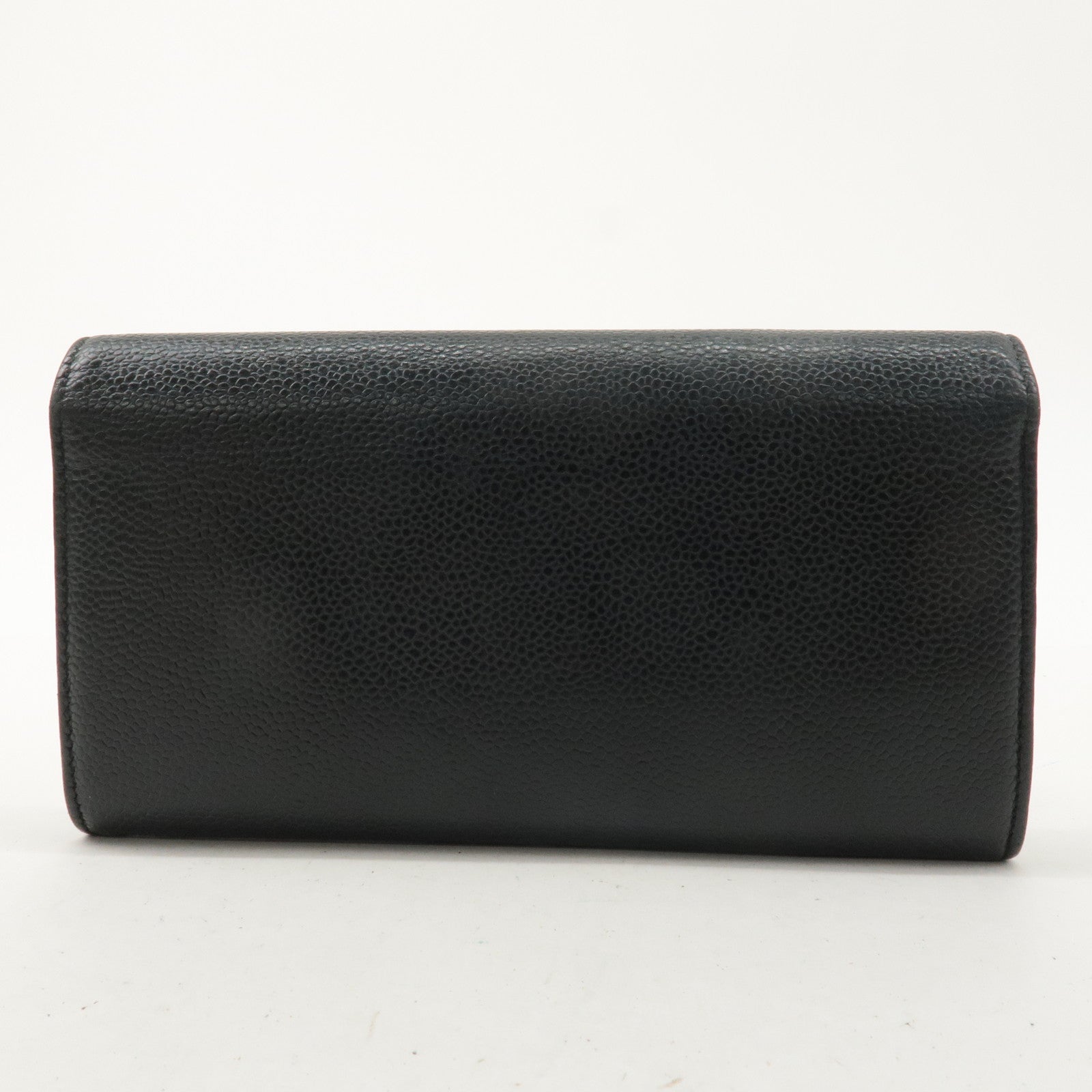 CHANEL Caviar Skin Coco Mark Bi-fold Long Wallet Black