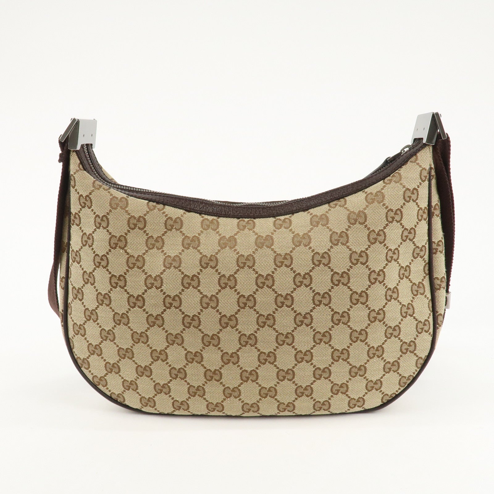 GUCCI GG Canvas Leather Shoulder Bag Beige Brown 122790