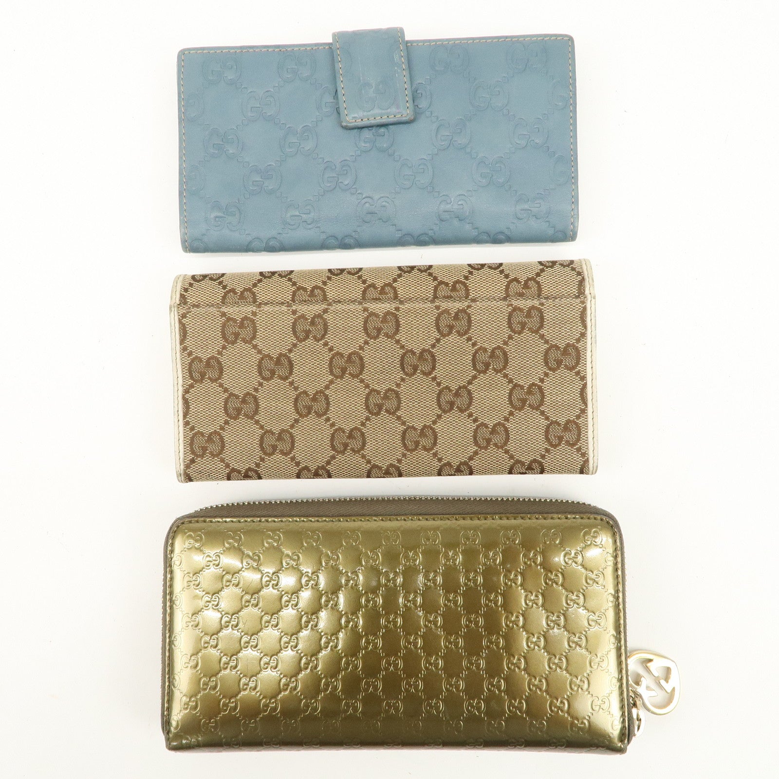 GUCCI Guccissima Set of 3 Long Wallet 143389 203618 308005 Used