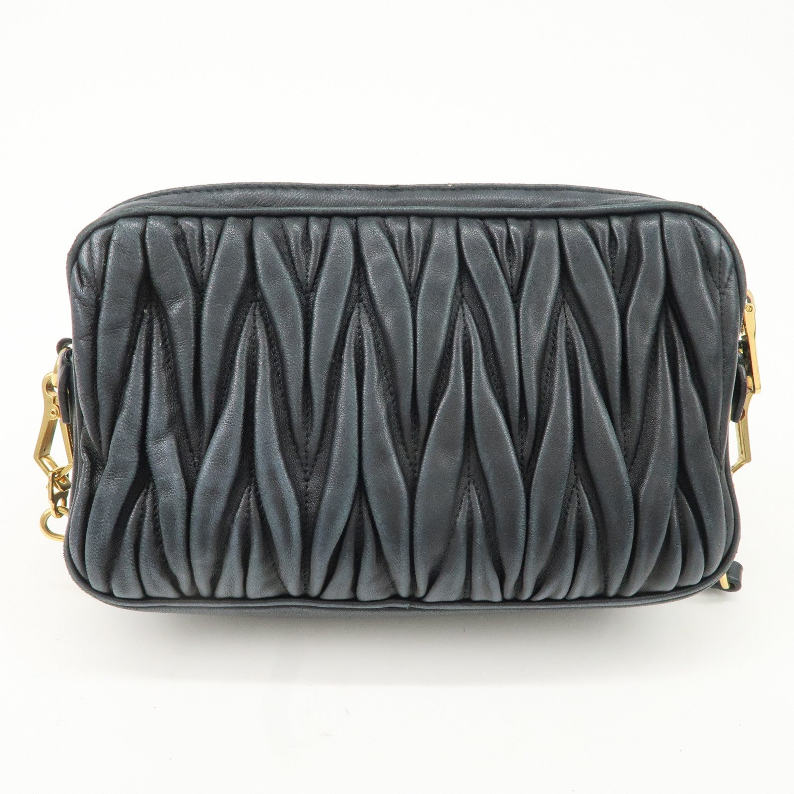 MIU MIU Matelasse Leather Shoulder Bag Black