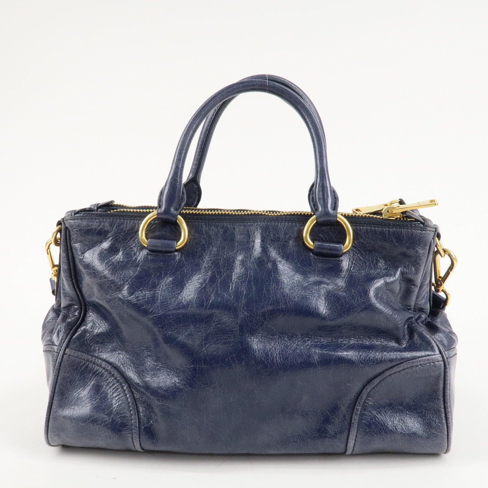 MIU MIU Leather 2Way Bag Hand Bag Shoulder Bag Blue RN1127