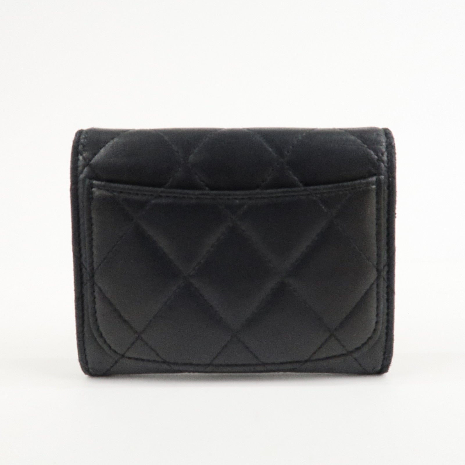 CHANEL Matelasse Lamb Skin Card Case Black AP0214 Used