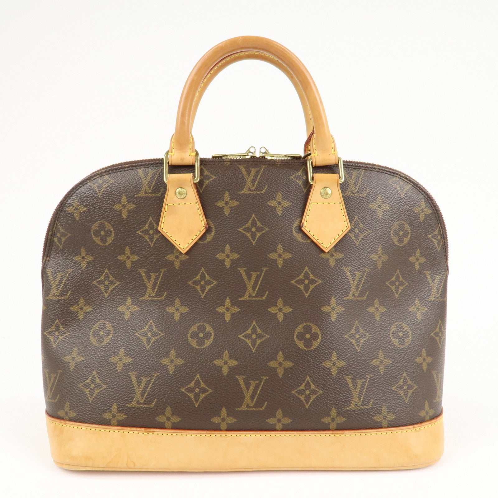 Louis Vuitton Monogram Alma Hand Bag Brown Gold Hardware M51130 Used