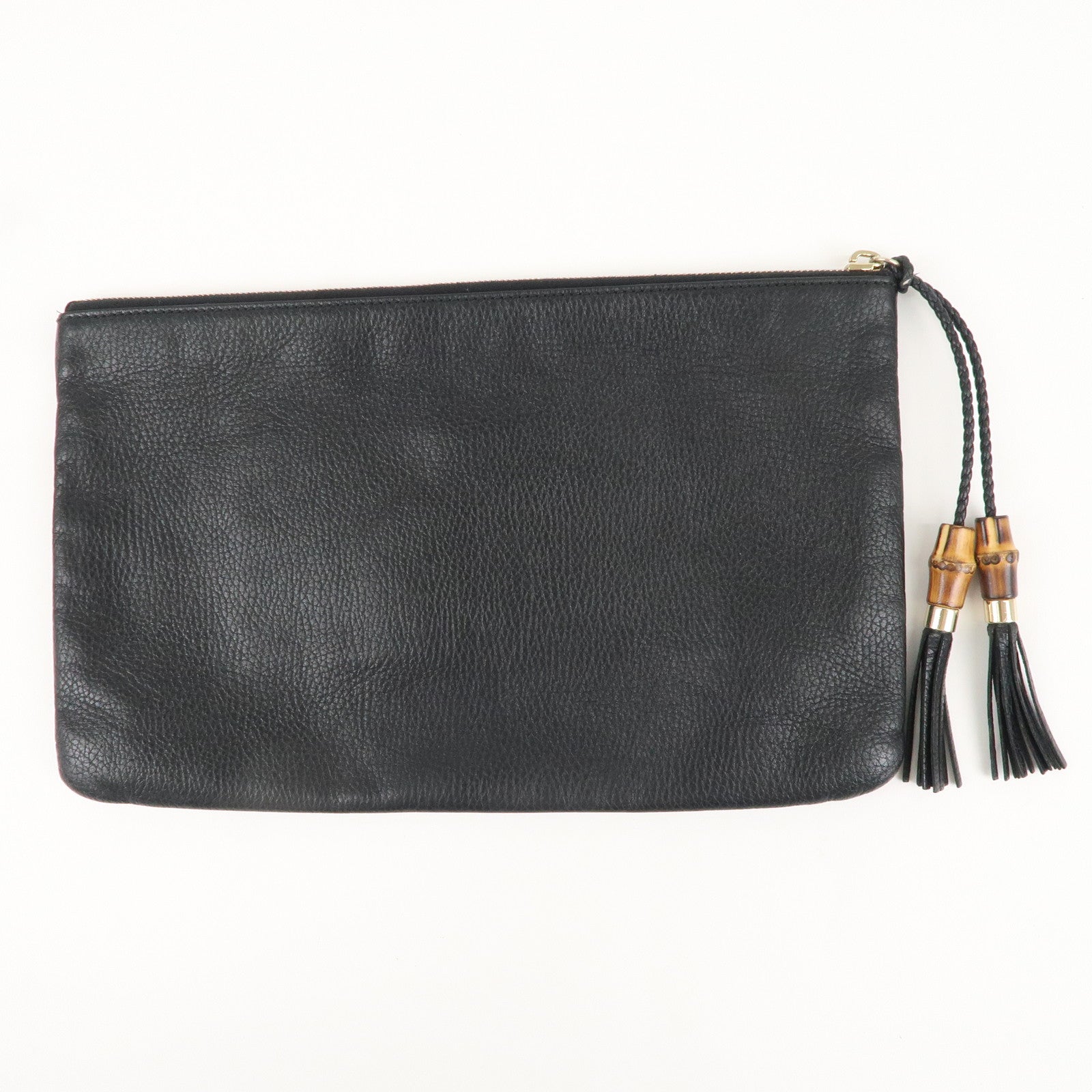 GUCCI Bamboo Leather Clutch Bag Black 449653