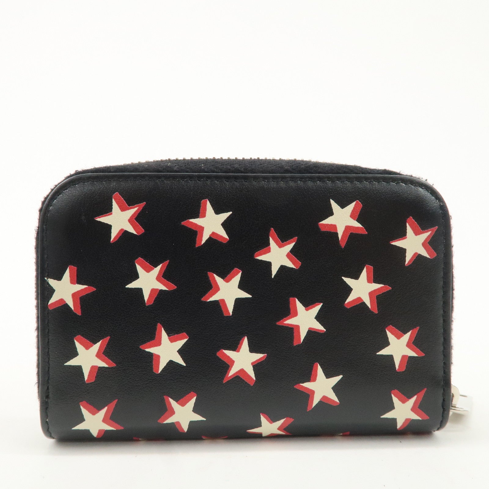 Saint Laurent Paris Leather Coin Case Case Star Print Black