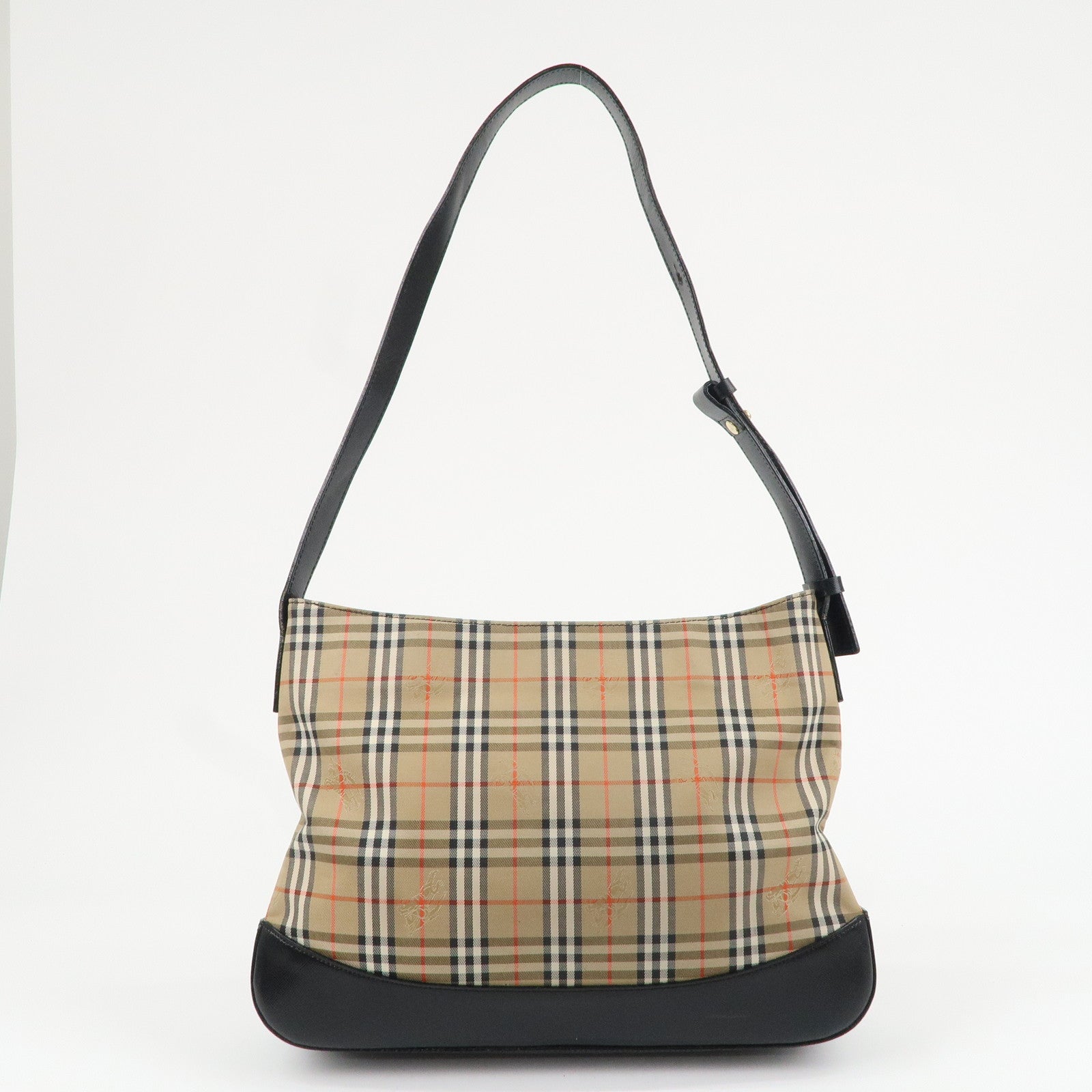 BURBERRY Nova Plaid Canvas Leather Shoulder Bag BLack