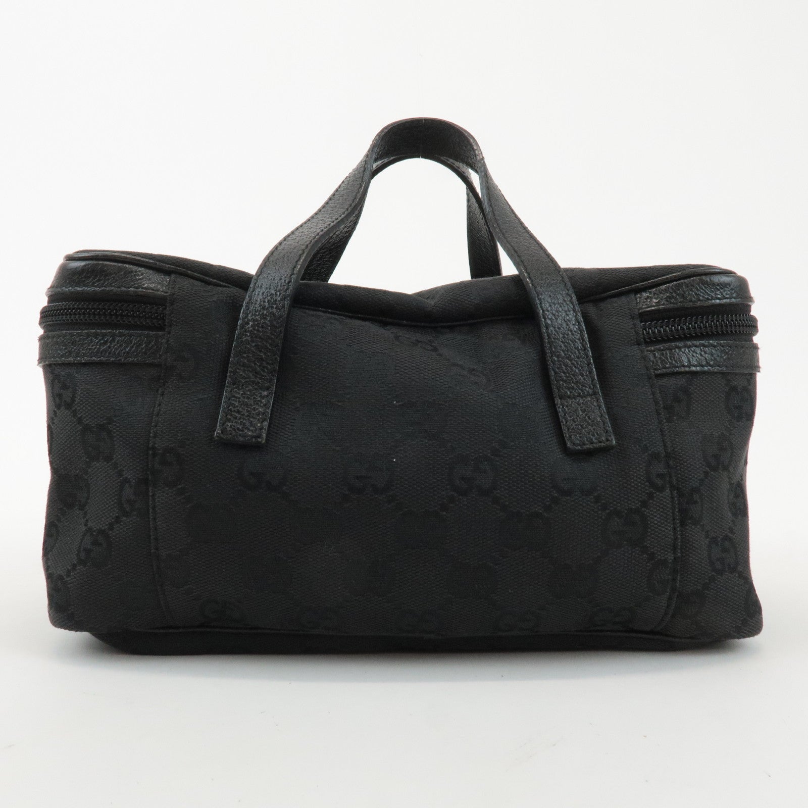 GUCCI GG Canvas Leather Vanity Bag Black 124540