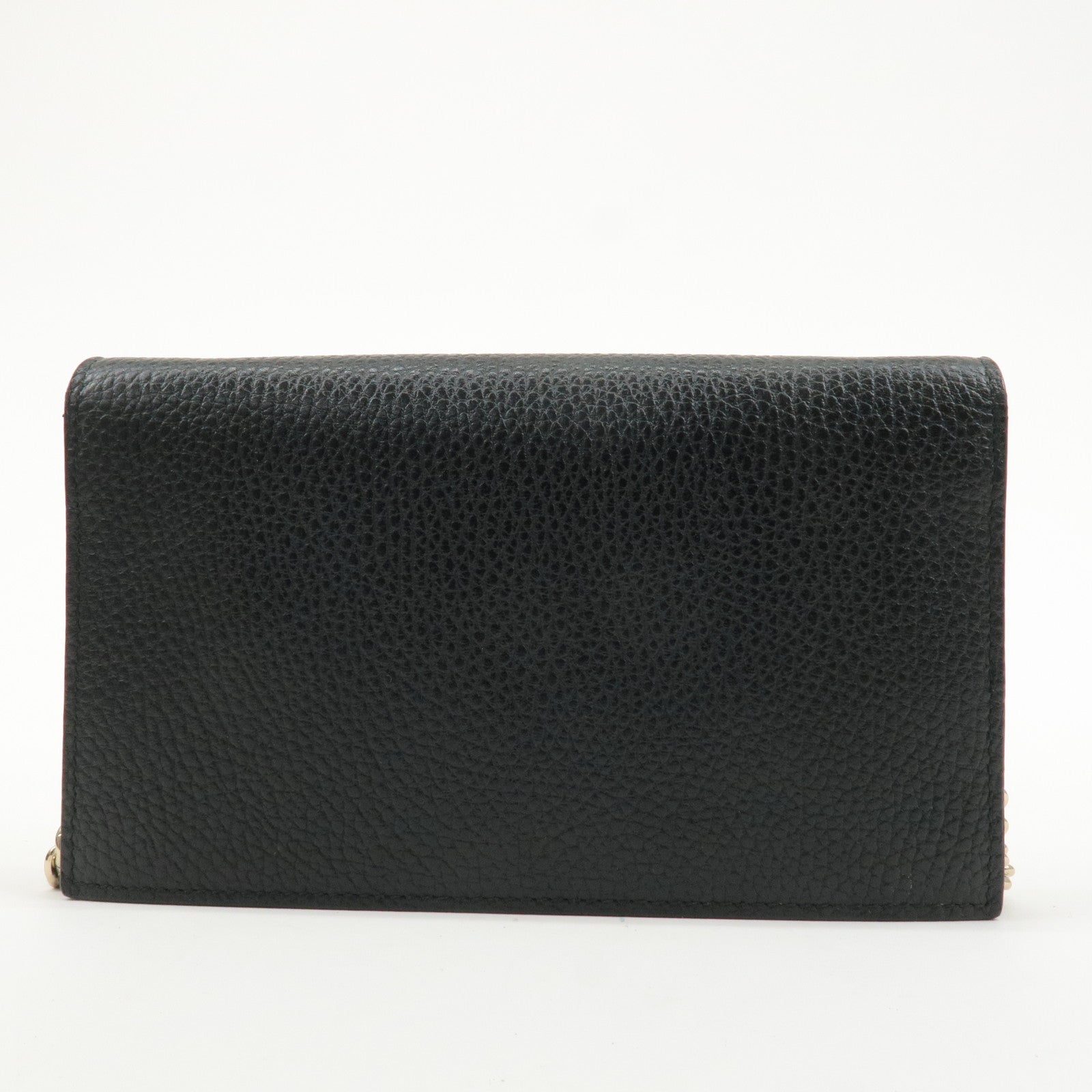 GUCCI Interlocking G Leather Chain Wallet Black 466506