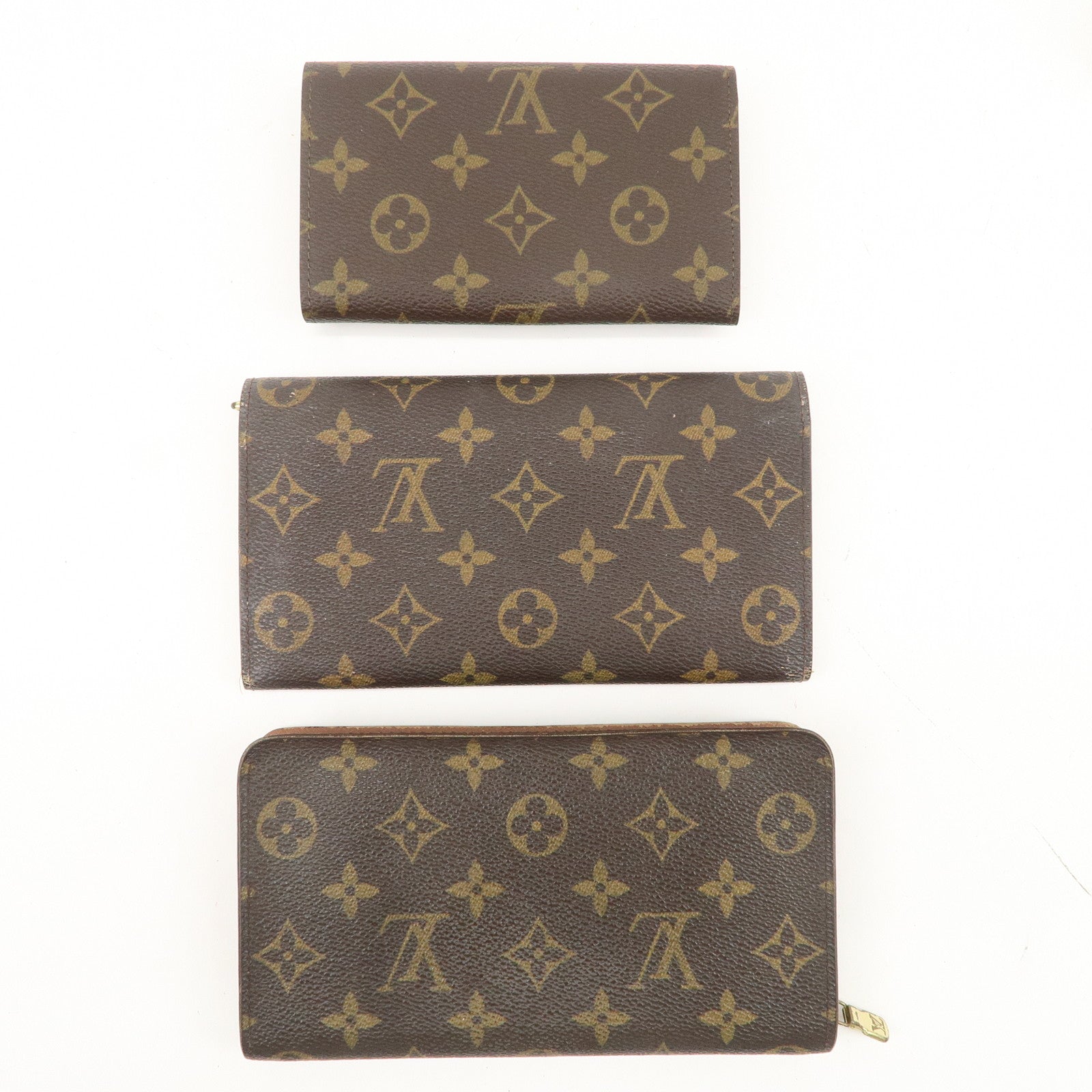 Louis Vuitton Set of 3 Monogram Wallet M61725 M61727 M61730 Used