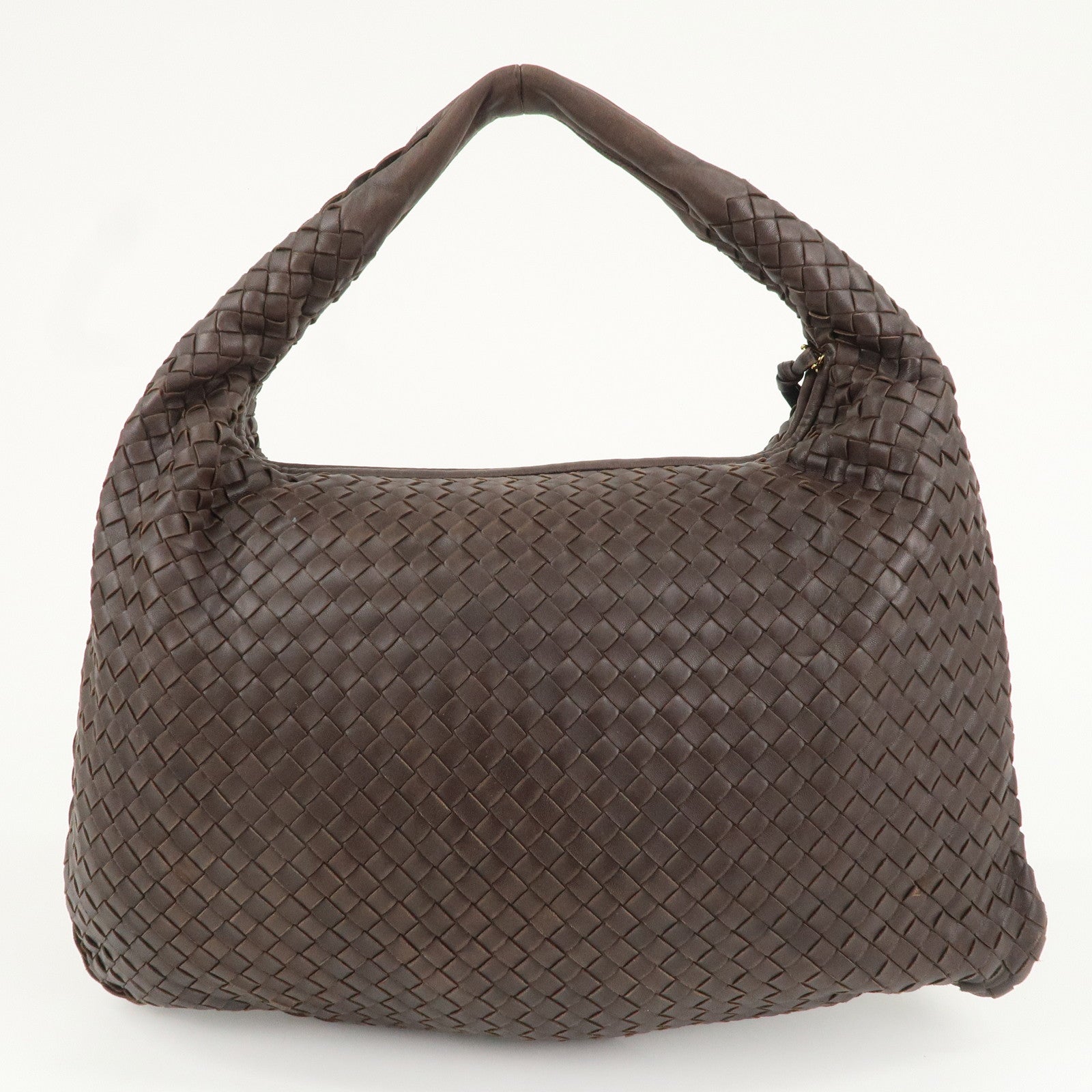 BOTTEGA VENETA Intrecciato Hobo Leather Shoulder Bag Brown 115654