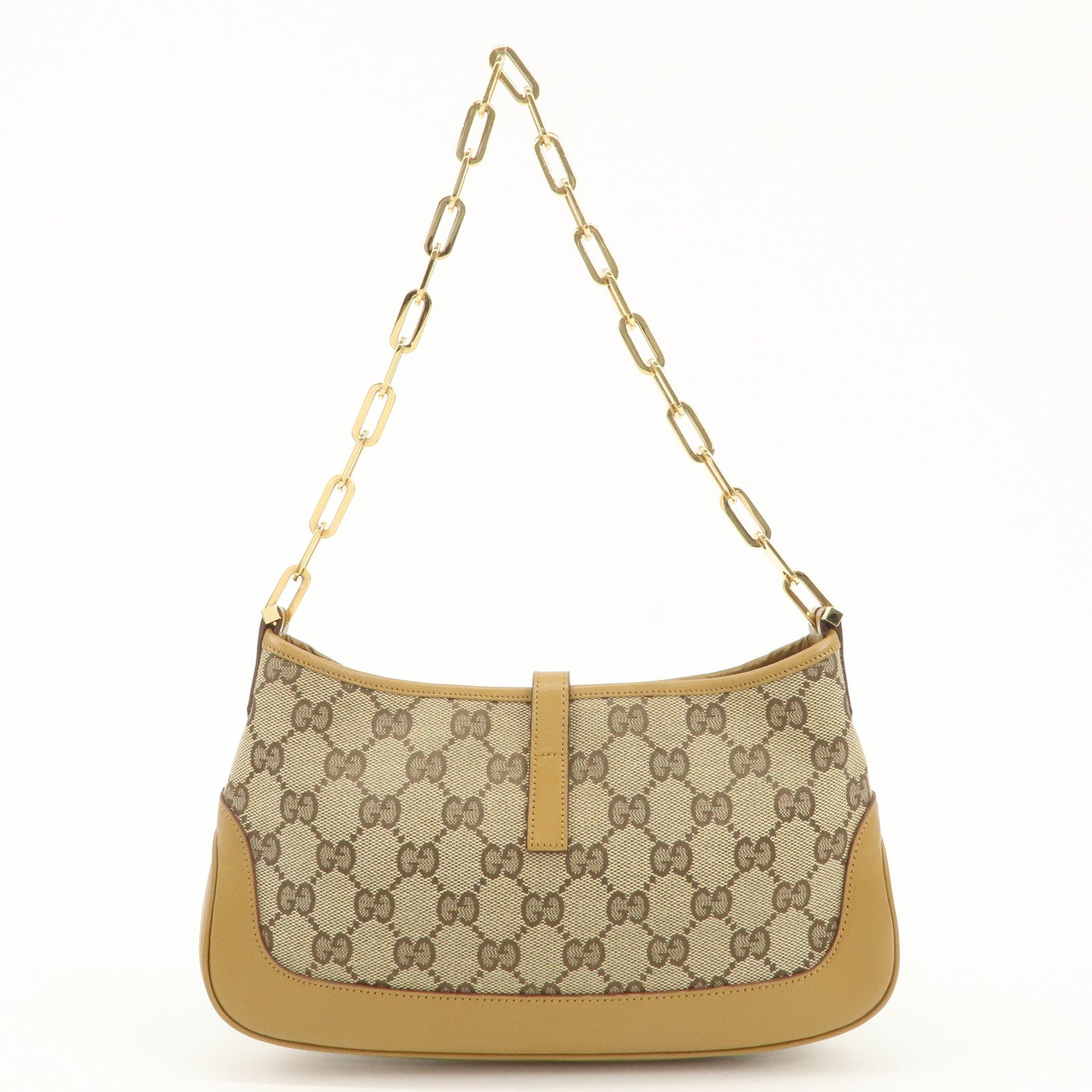 GUCCI Jackie GG Canvas Leather Chain Shoulder Bag 001.4032 Used