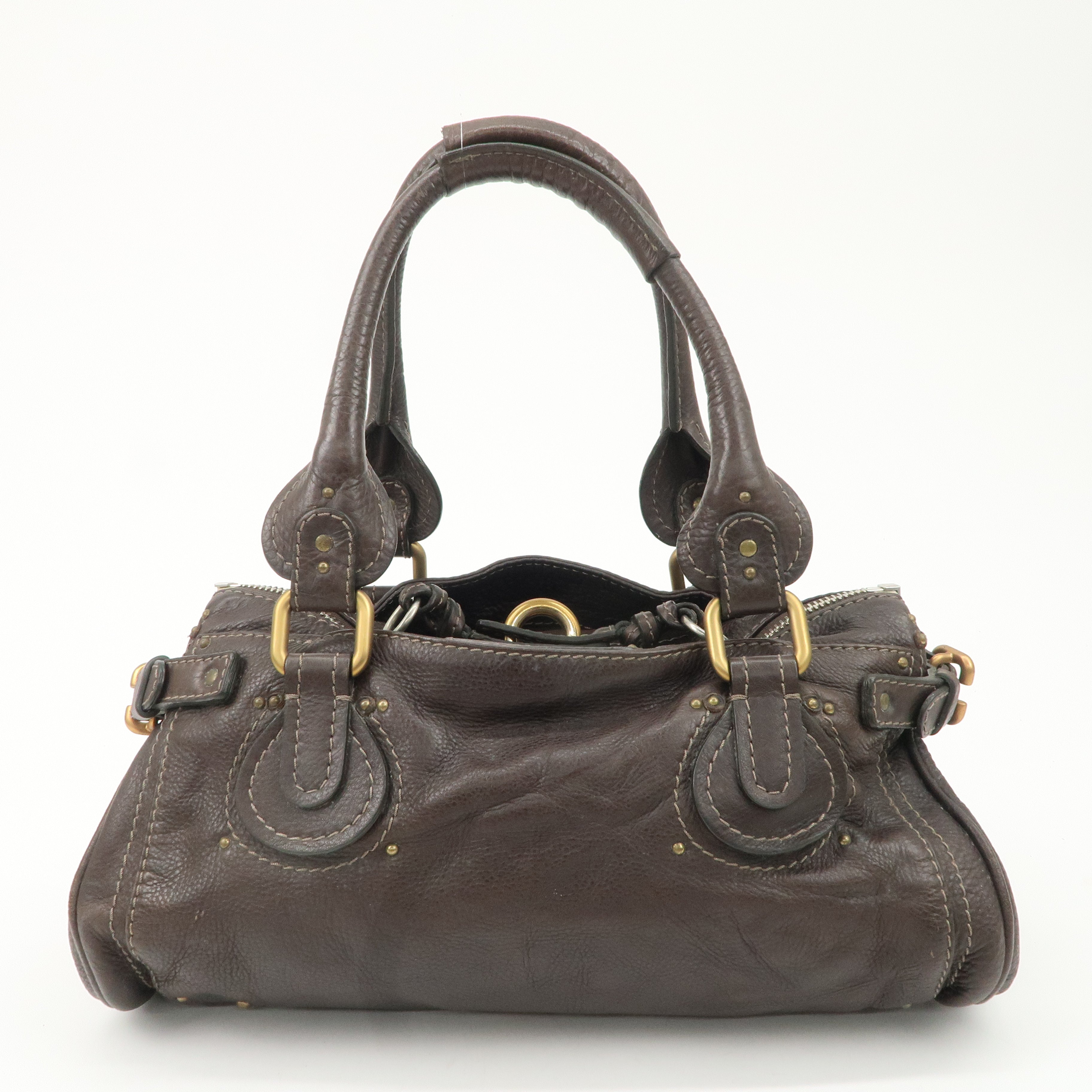 Chloe Paddington Leather Shoulder Bag Hand Bag Dark Brown Used