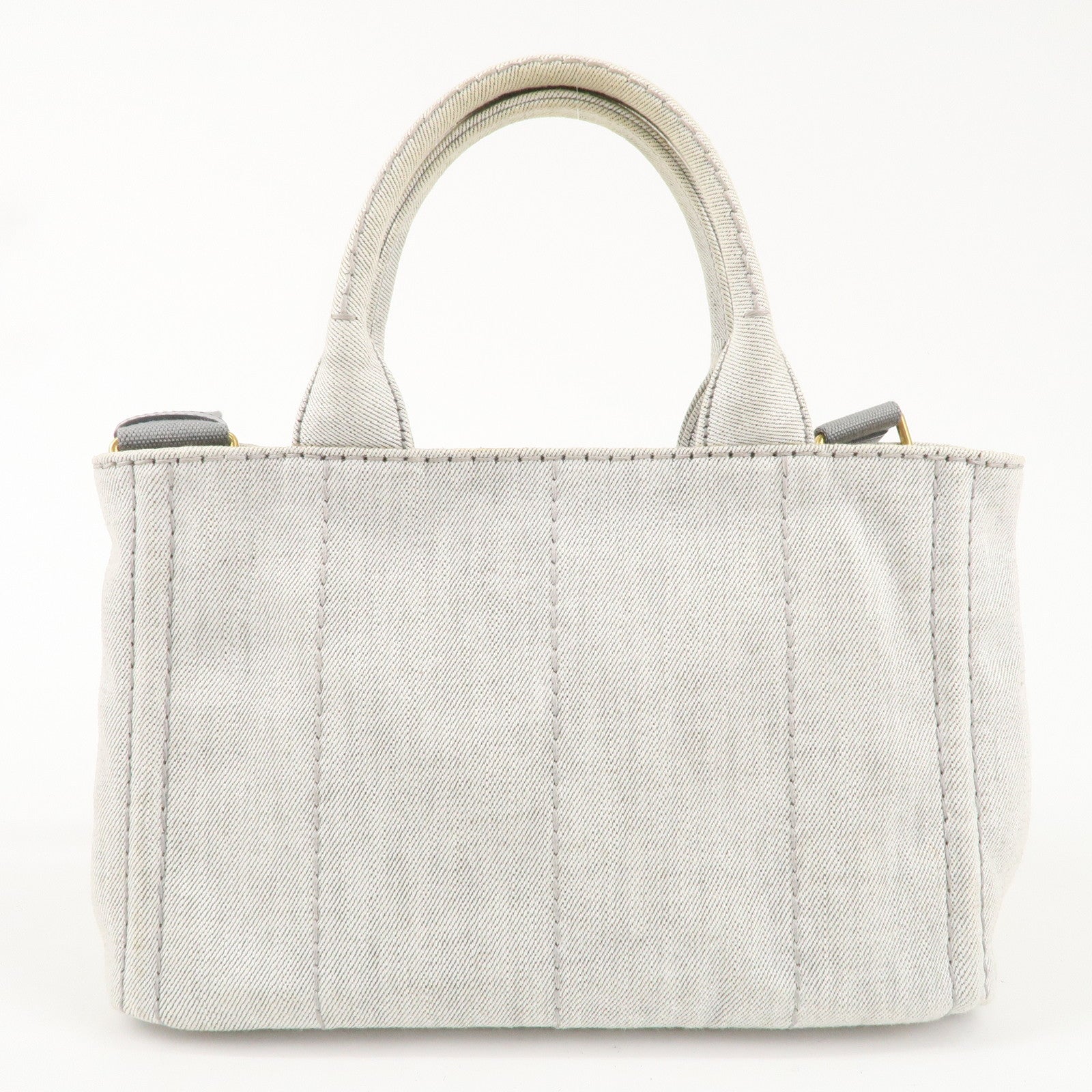 PRADA Canapa Mini Canvas 2Way Bag Hand Bag Light Grey B2439G