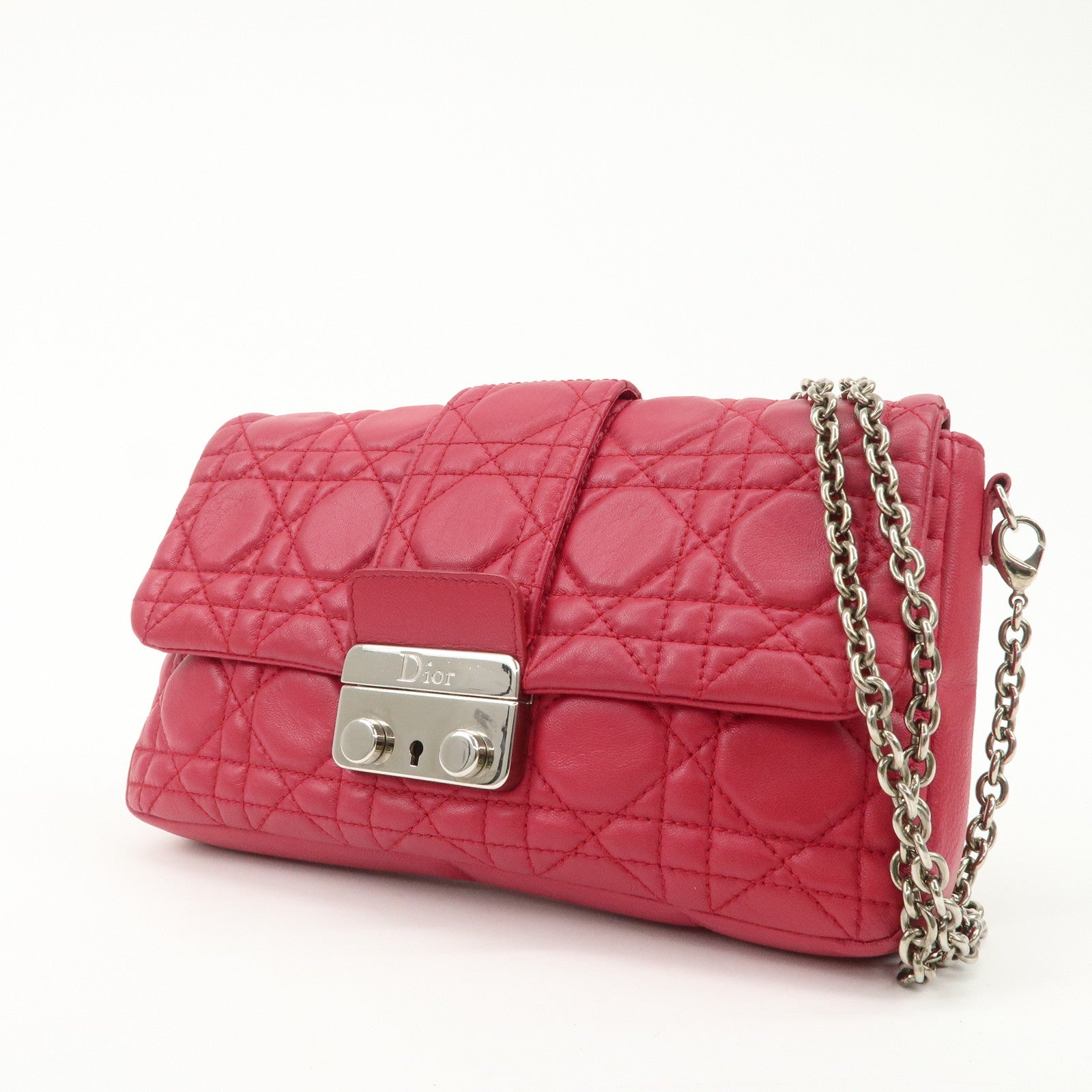 Christian Dior Cannage Leather Chain Shoulder Bag Red