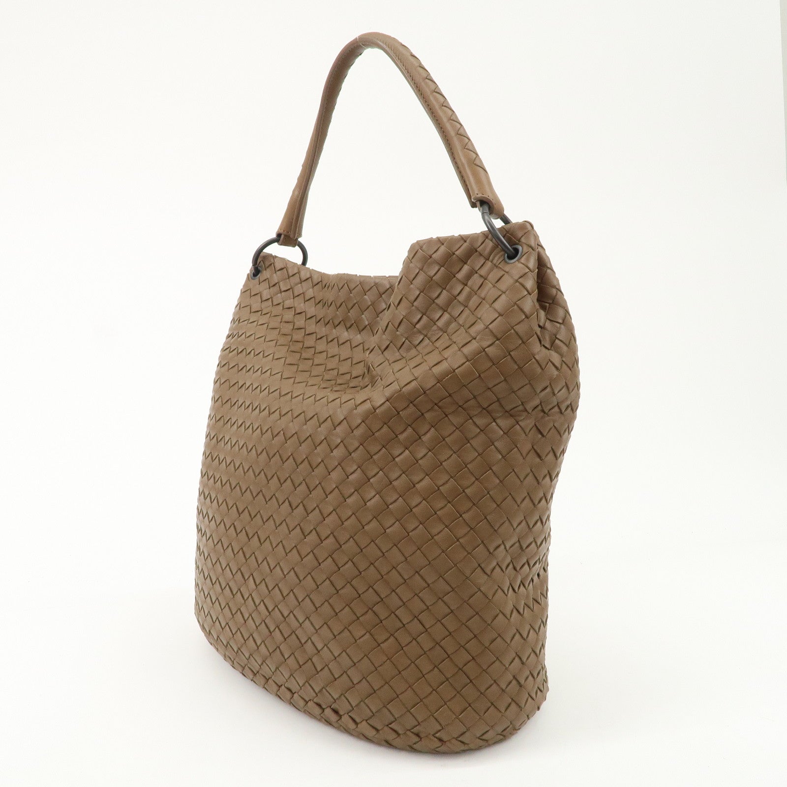 BOTTEGA VENETA Intrecciato Leather Shoulder Bag Brown