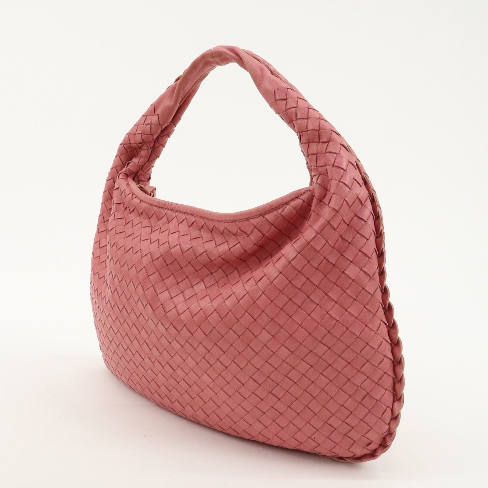 BOTTEGA VENETA Hobo Intrecciato Leather Shoulder Bag Pink 115653