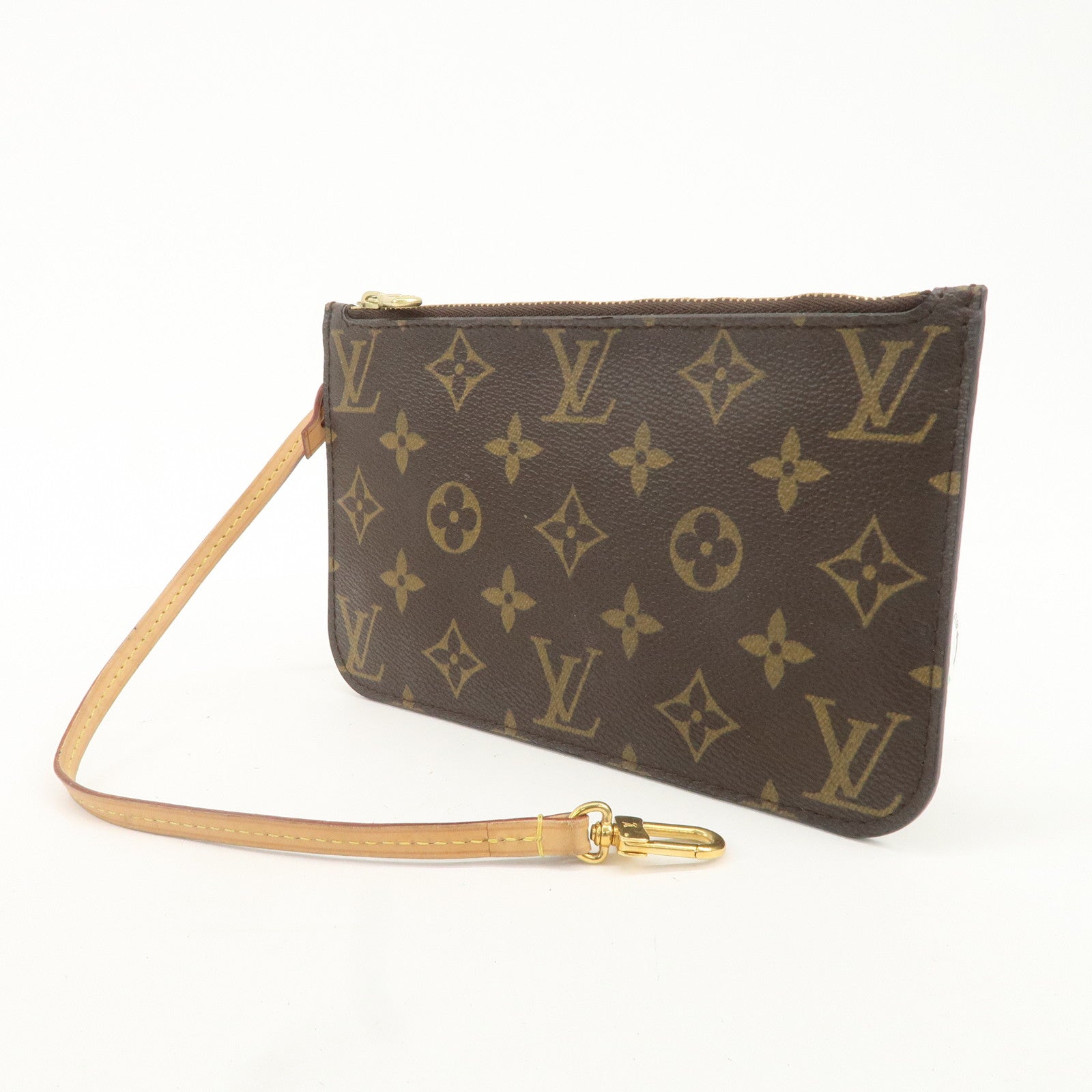 Louis Vuitton Monogram Pouch For Neverfull PM Brown Fuchsia Used