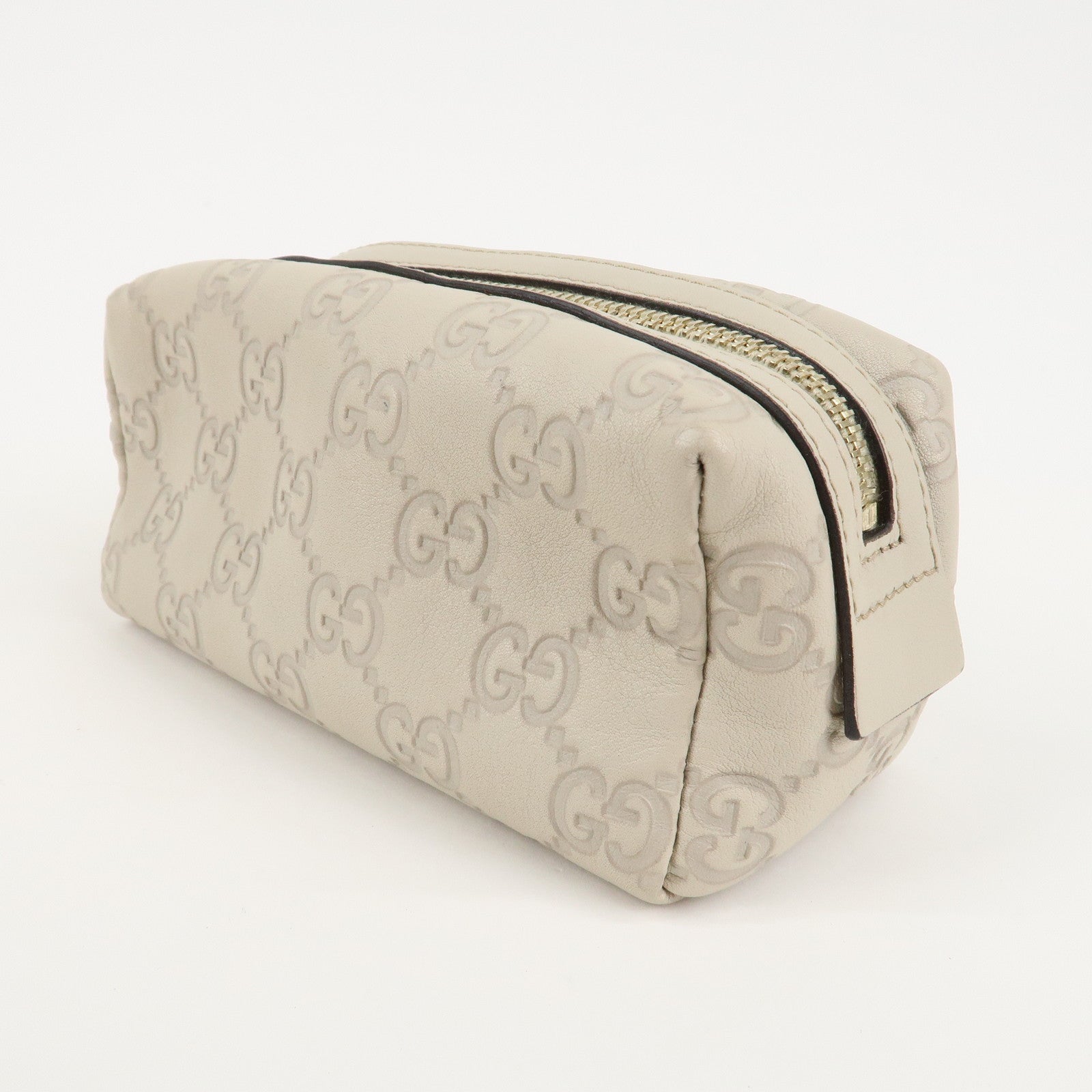 GUCCI Guccissima Leather Pouch Cosmetic Pouch Ivory 153228