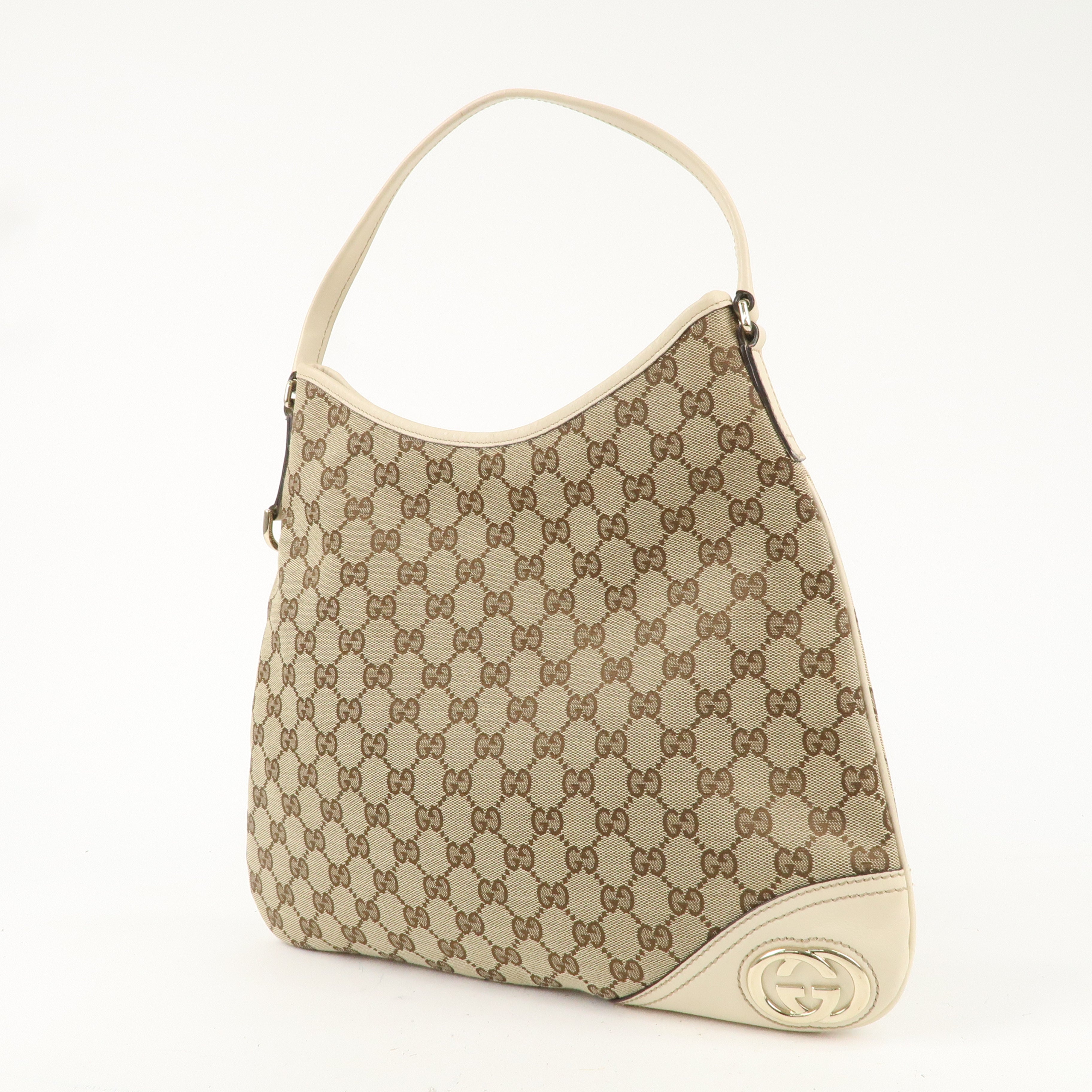 GUCCI Interlocking G Sherry GG Canvas Leather Shoulder Bag 169947