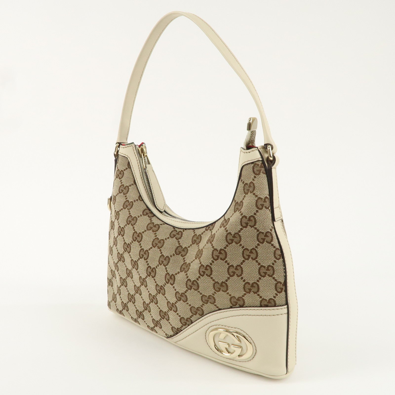 GUCCI Abbey Interlocking G GG Canvas Leather Shoulder Bag 182489