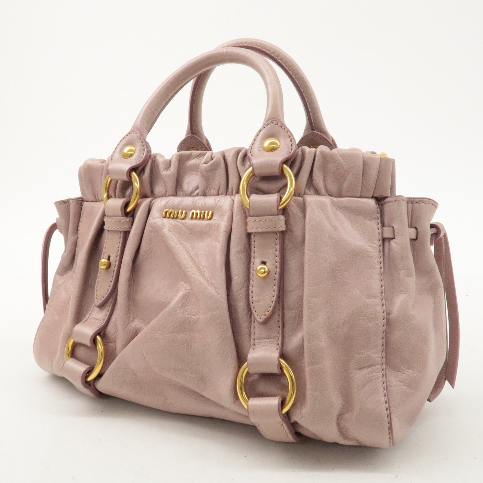 MIU MIU Leather 2WAY Bag Hand Bag Shoulder Bag Pink