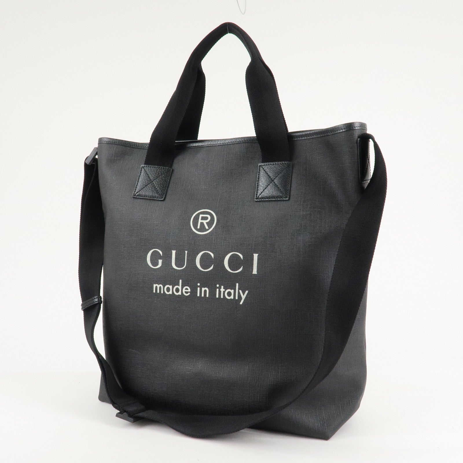 GUCCI PVC 2WAY Bag Tote Bag Shoulder Bag Black 231859 Used