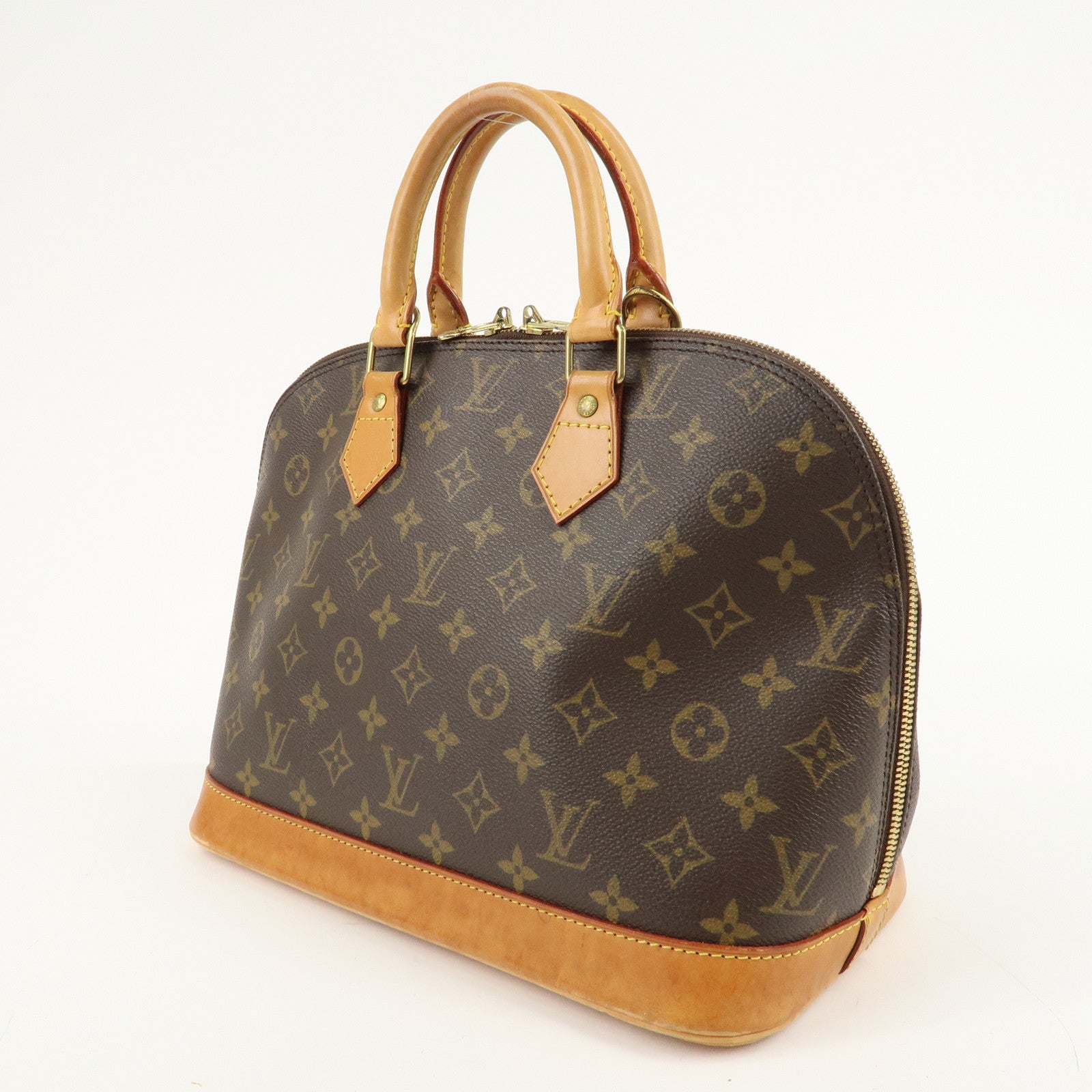 Louis Vuitton Monogram Alma Hand Bag Brown Gold HDW M51130