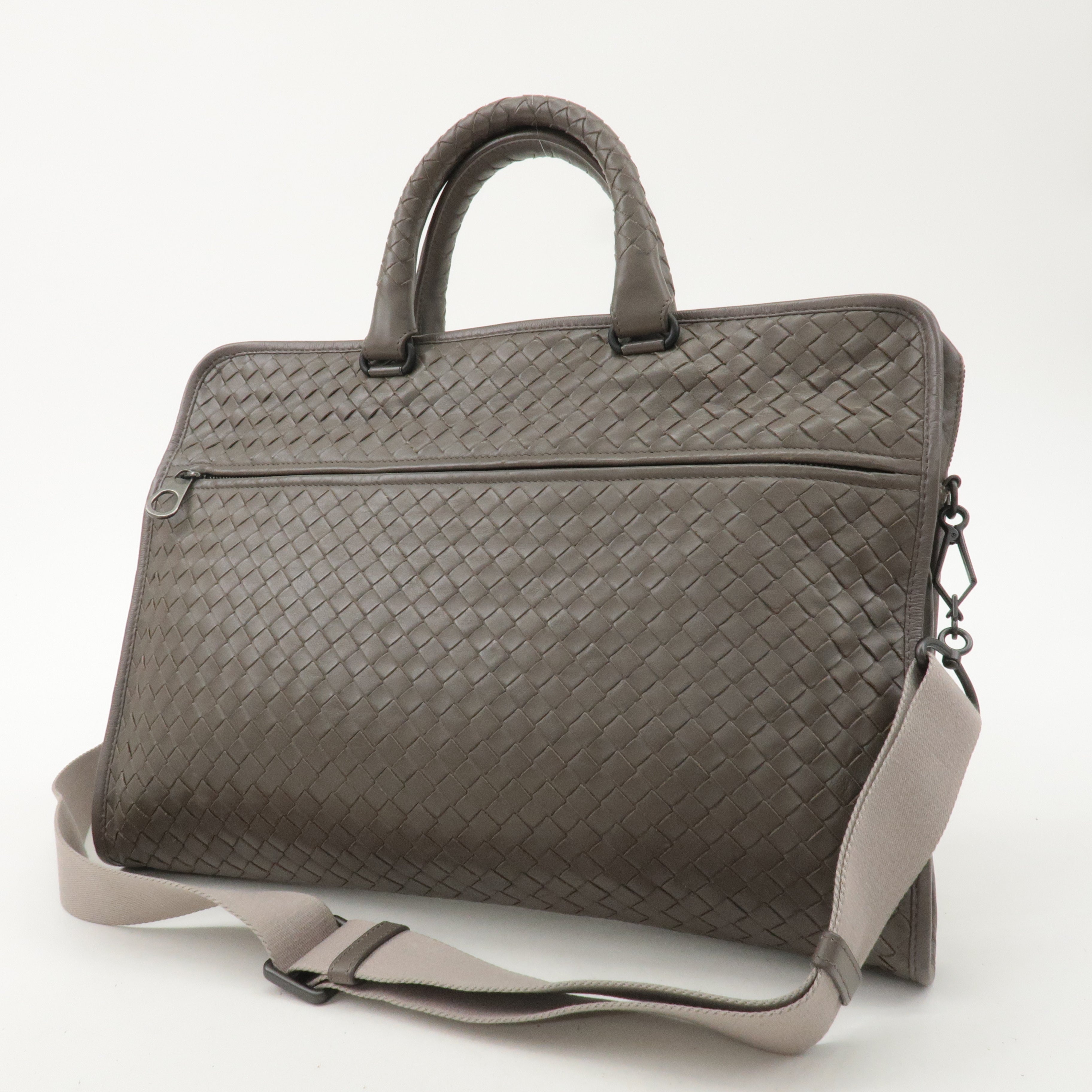 BOTTEGA VENETA Intrecciato Leather 2Way Business Bag Gray 387307