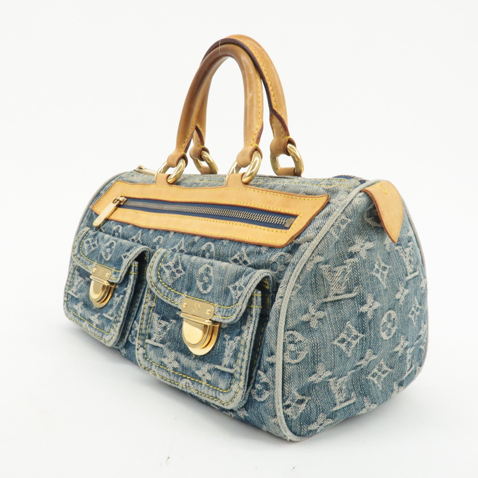 Louis Vuitton Monogram Denim Neo Speedy Boston Bag Blue M95019 Used