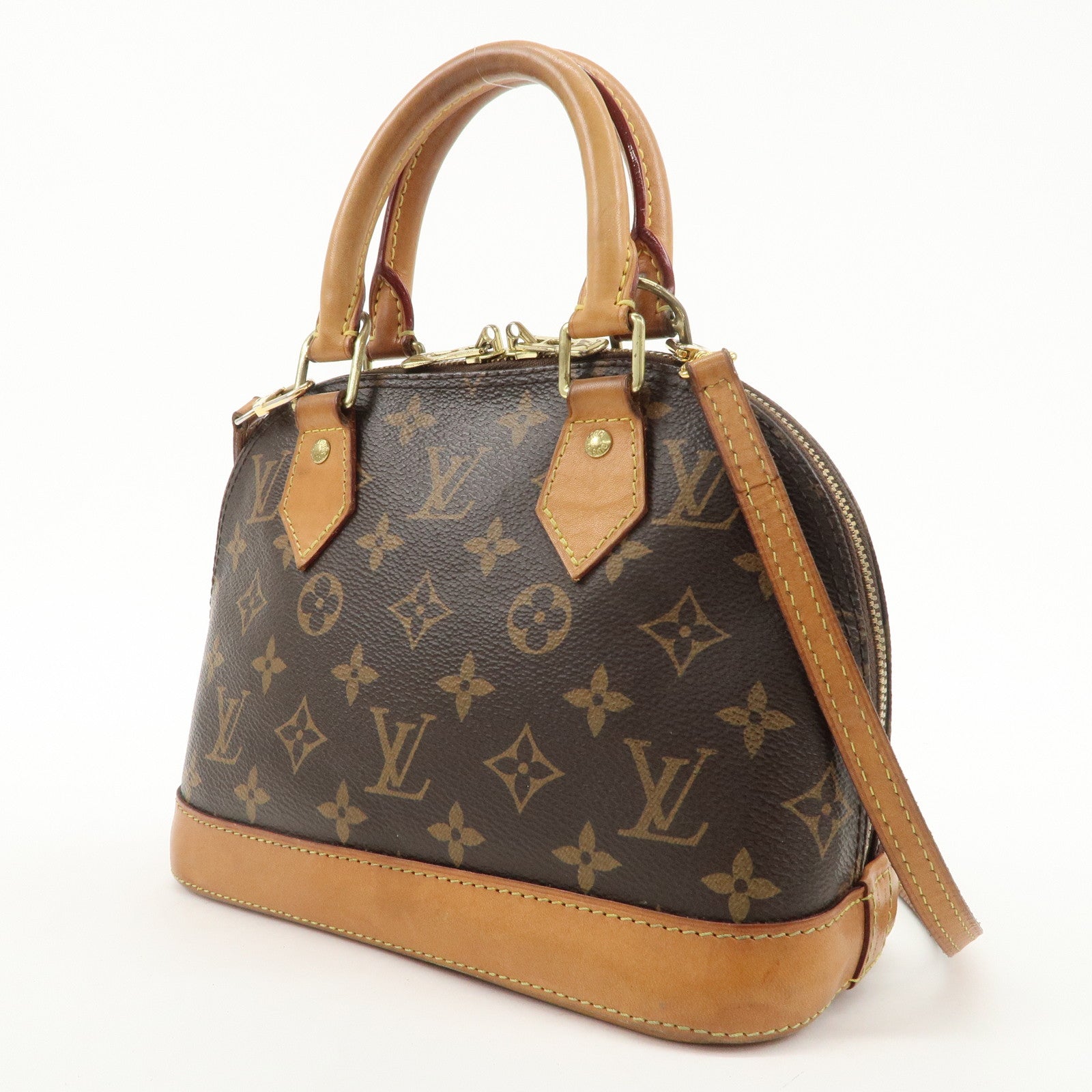 Louis Vuitton Monogram Alma BB 2Way Hand Bag Brown M53152 Used