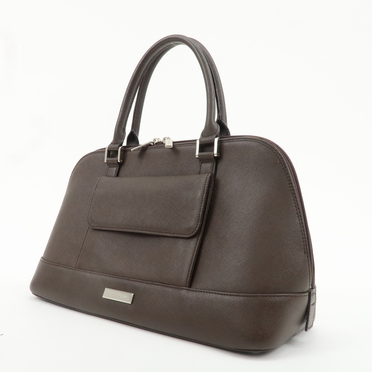 BURBERRY  Canvas Leather Boston Bag Shoulder Bag Brown