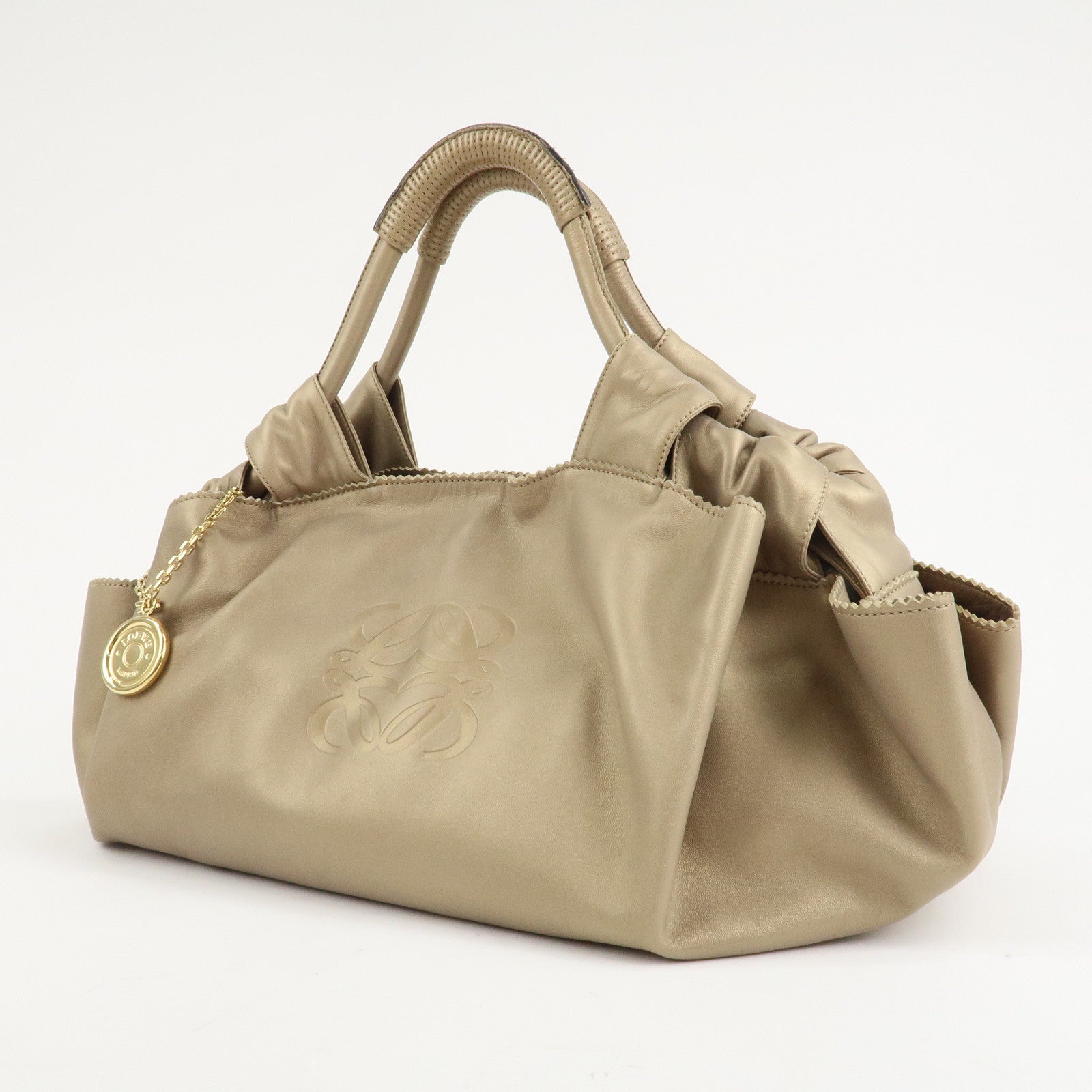 LOEWE Anagram Leather Nappa Aire Hand Bag Gold