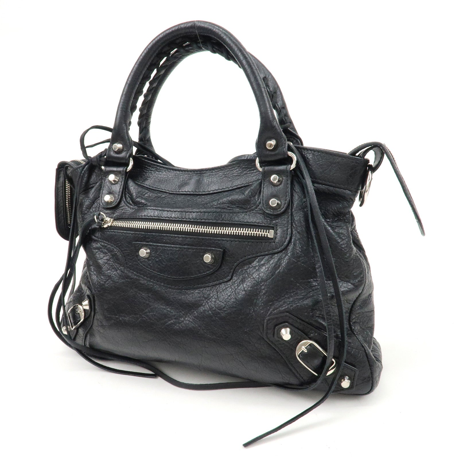 BALENCIAGA The Town Leather 2way Bag Hand Bag Black 240579