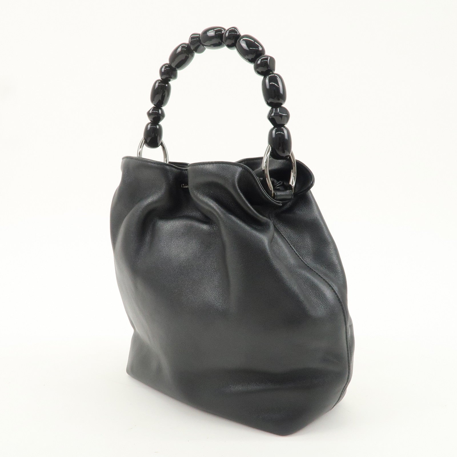 Christian Dior Maris Pearl Leather Handbag Black