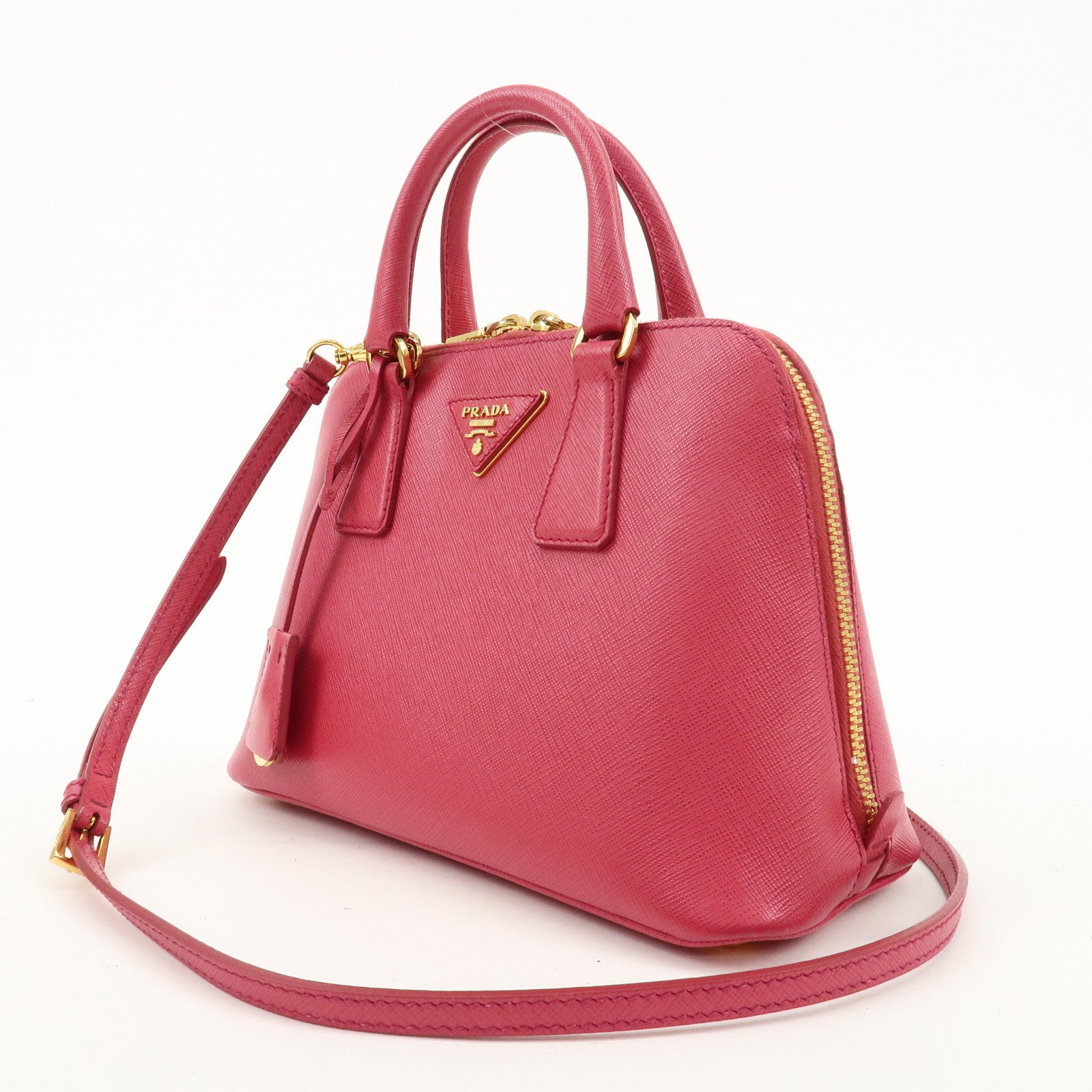 PRADA Logo Leather 2Way Hand Bag Shoulder Bag Pink BL0838