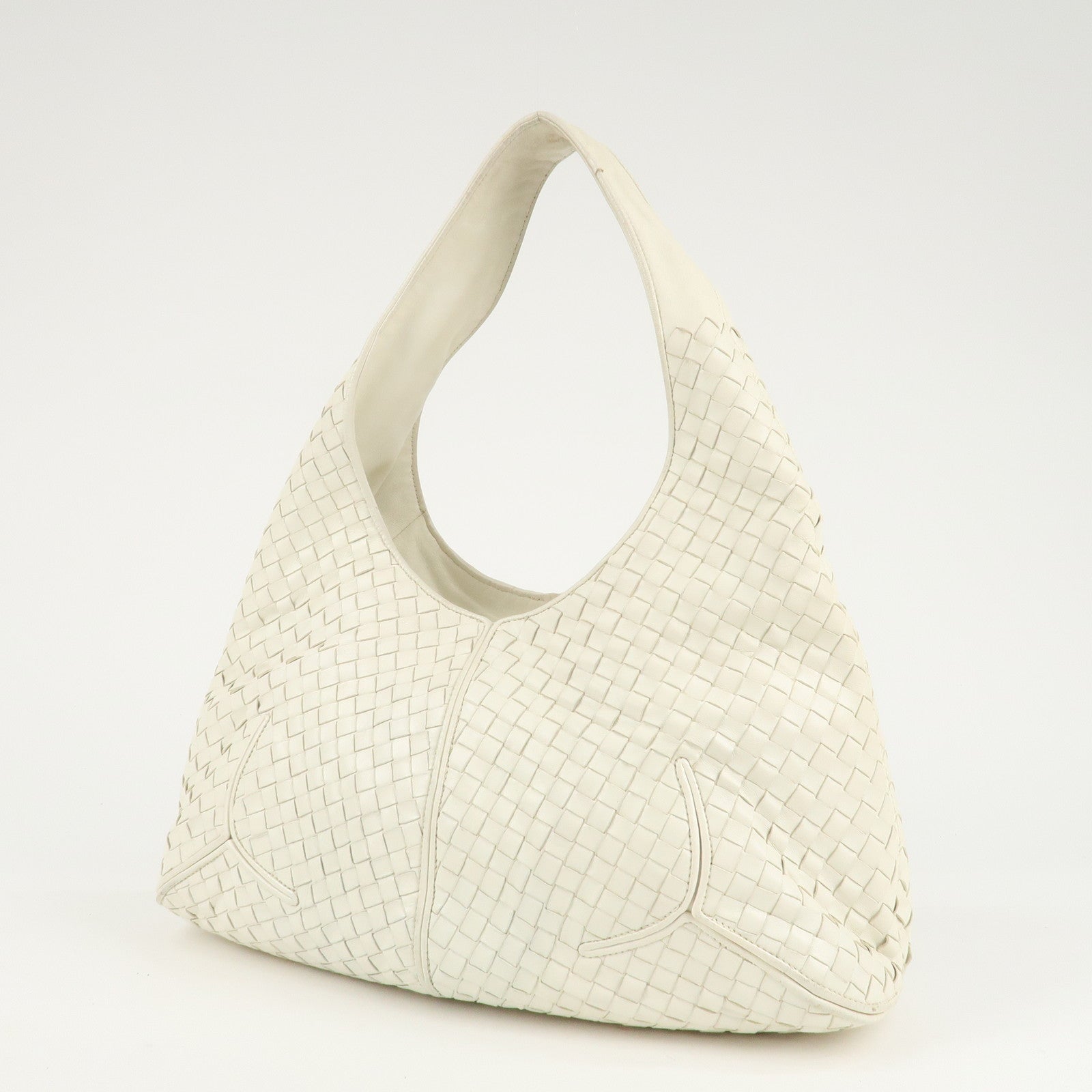 BOTTEGA VENETA Intrecciato Leather Shoulder Bag White 145552