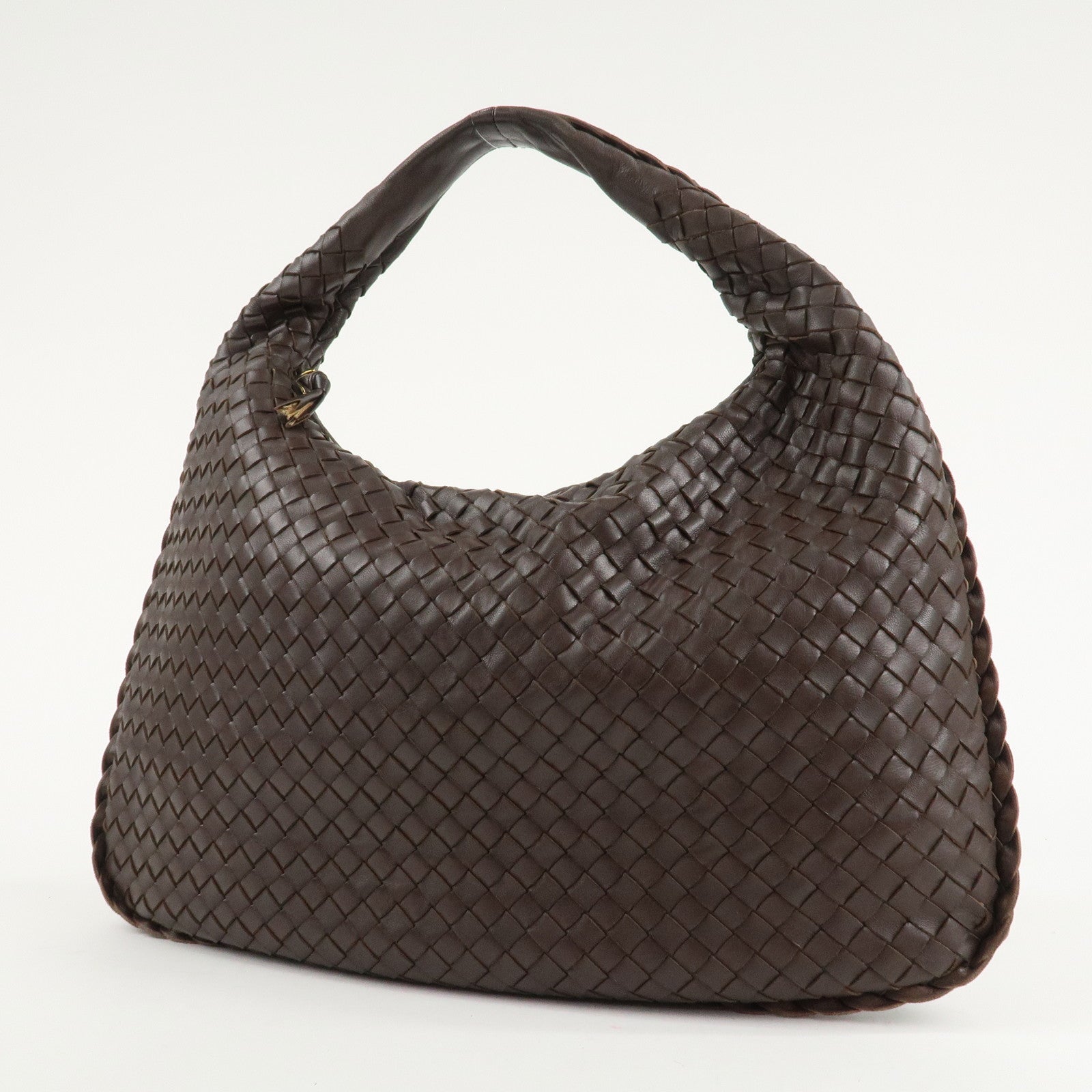 BOTTEGA VENETA Hobo Intrecciato Leather Shoulder Bag Brown 115653