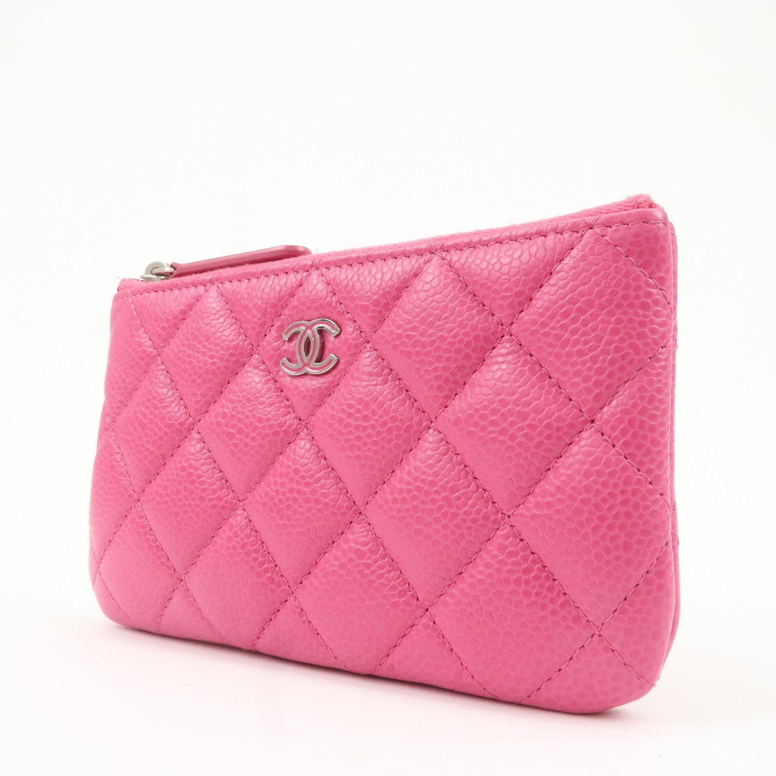 CHANEL Matelasse Caviar Skin Mini Pouch Pink A69523 Used