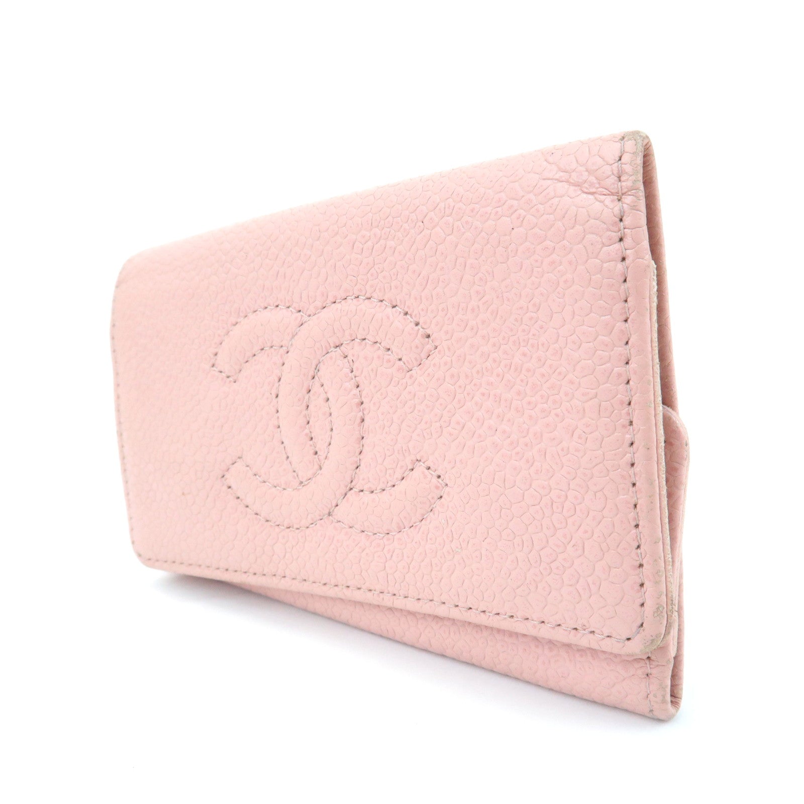 CHANEL Caviar Skin COCO Mark Key Case Pink A13502