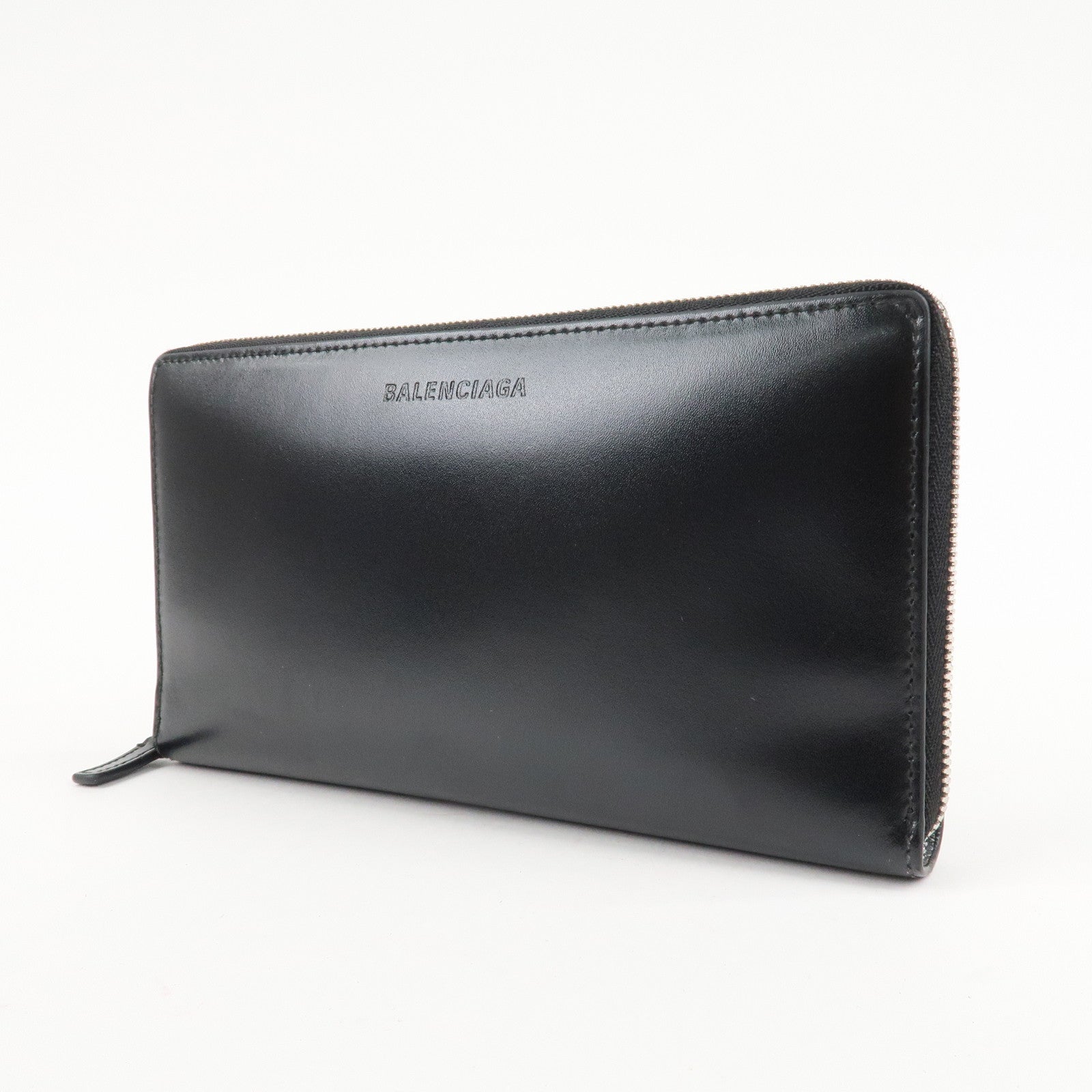 BALENCIAGA Leather Essentials Continental Wallet Black 664041